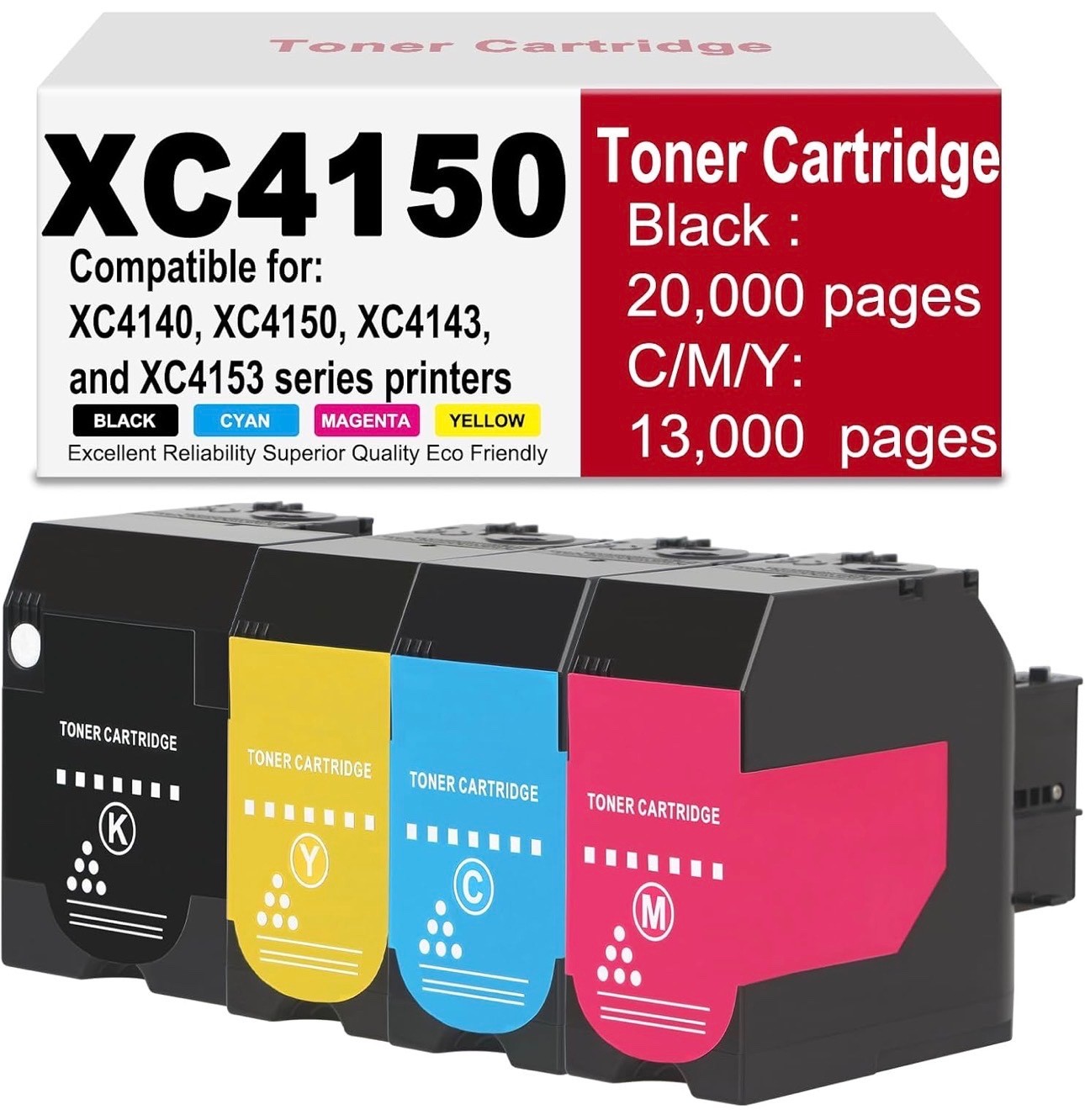 XC4150 Toner Cartridge for XC4140/XC4143/XC4150/XC4153 (4 Pack) BCMY