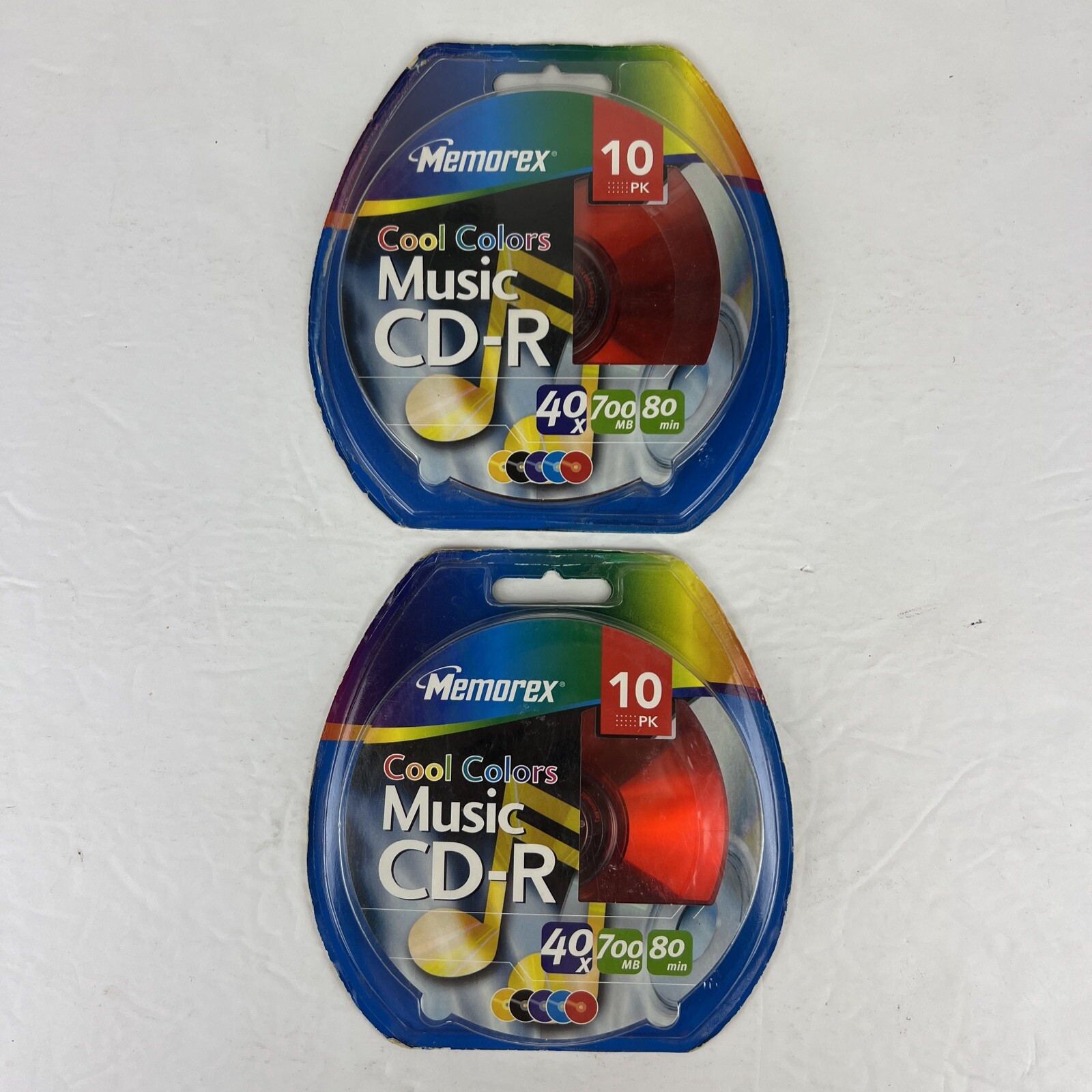 2-Memorex Cool Colors CD-R 10pk 40X 700 MB 80 MIN Red