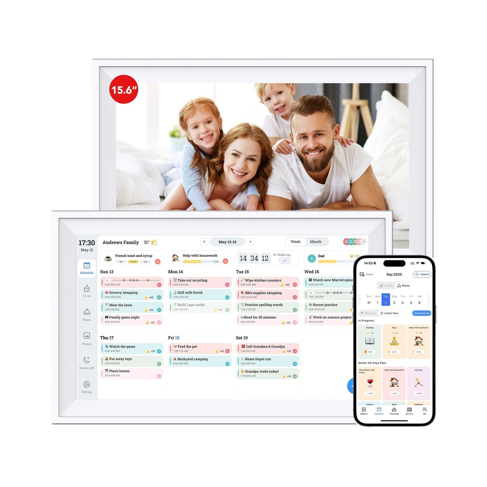 Digital Calendar 15.6 inch Wall Calendar Planner with Touch Screen, Electroni...