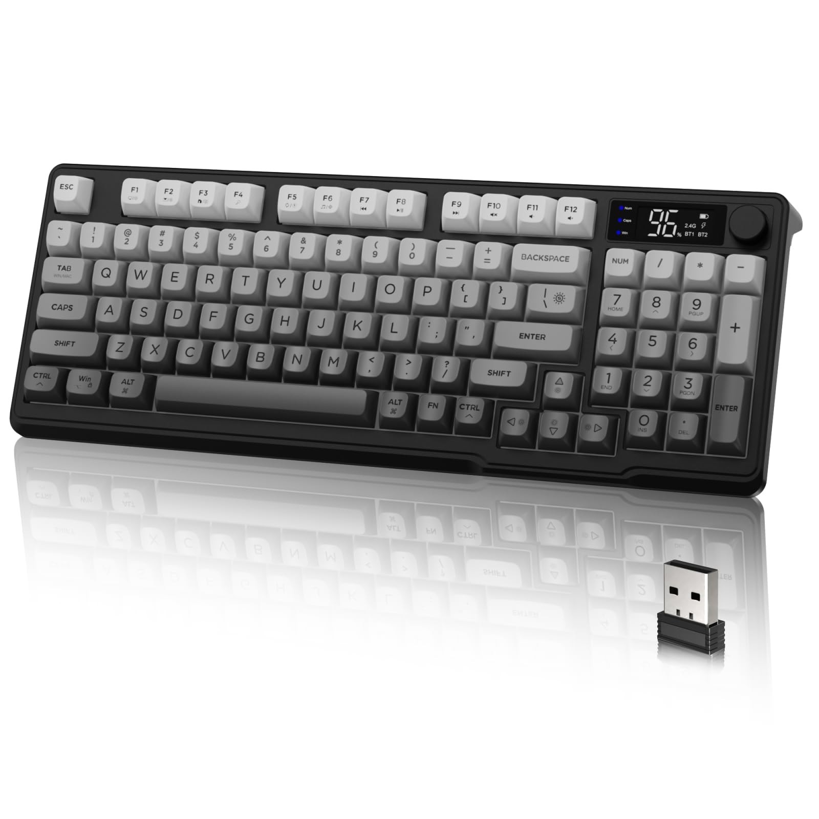 Wireless Gaming Keyboard, Low Profile Quiet Typing, RGB Backlit, USB-C Rechargea