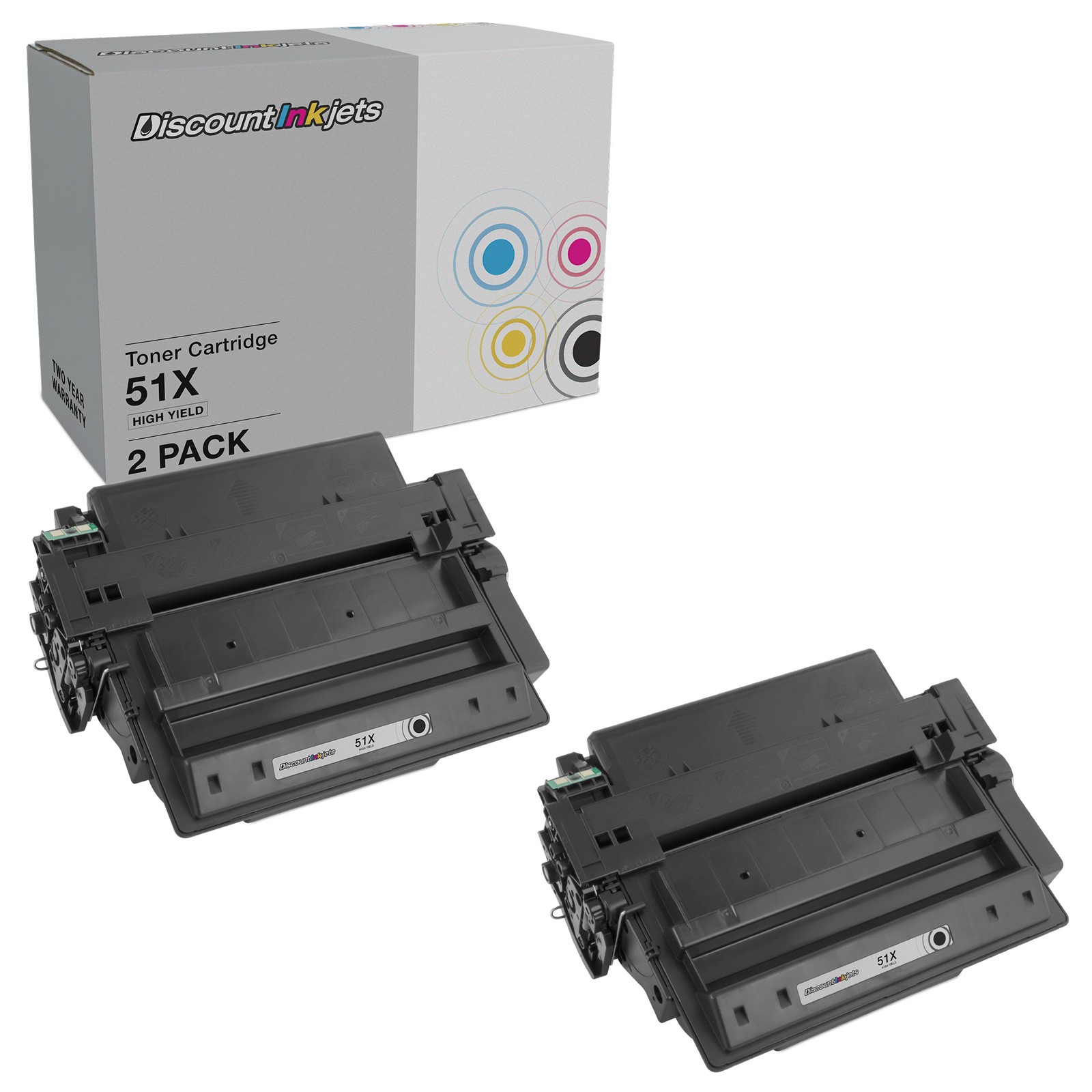 Replacement HP 51X Q7551X High Yield Toner Cartridge (Black, 2-Pack)