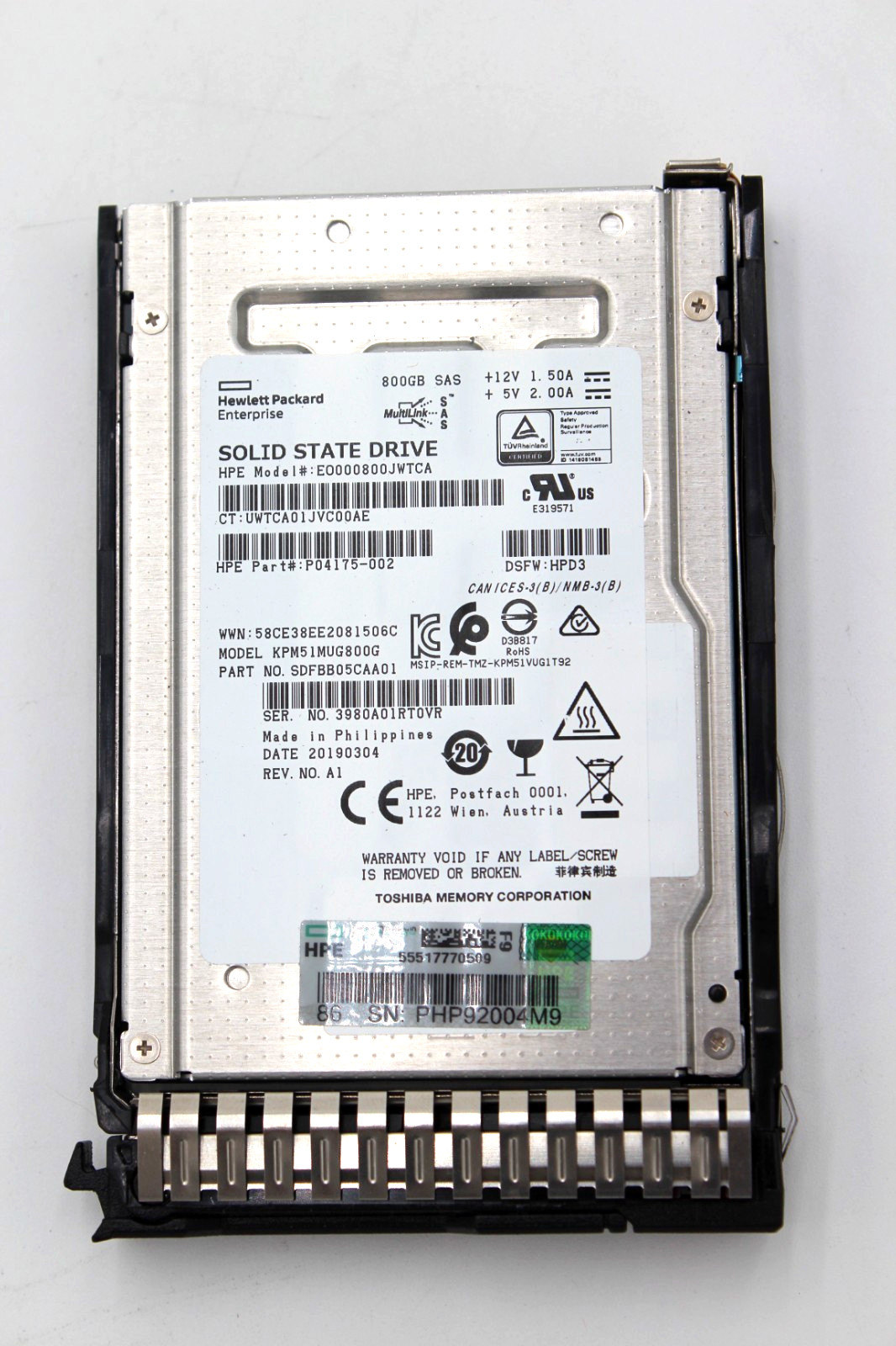 HPE 800GB SAS 12Gb/s 2.5" SSD EO000800JWTCA KPM51MUG800G P04175-002 P06602 ✅