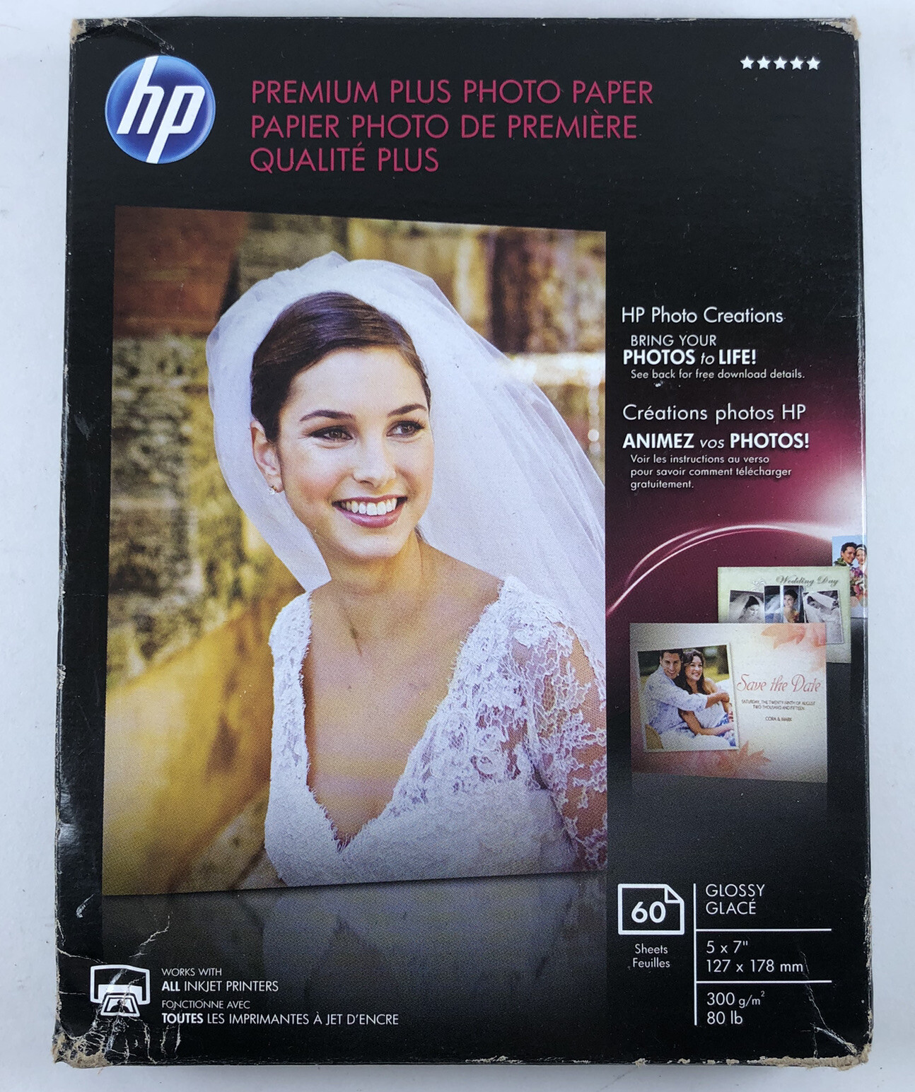 HP Premium Plus Photo Paper Glossy Instant Dry 5x7 60 Sheets for Inkjet Printers
