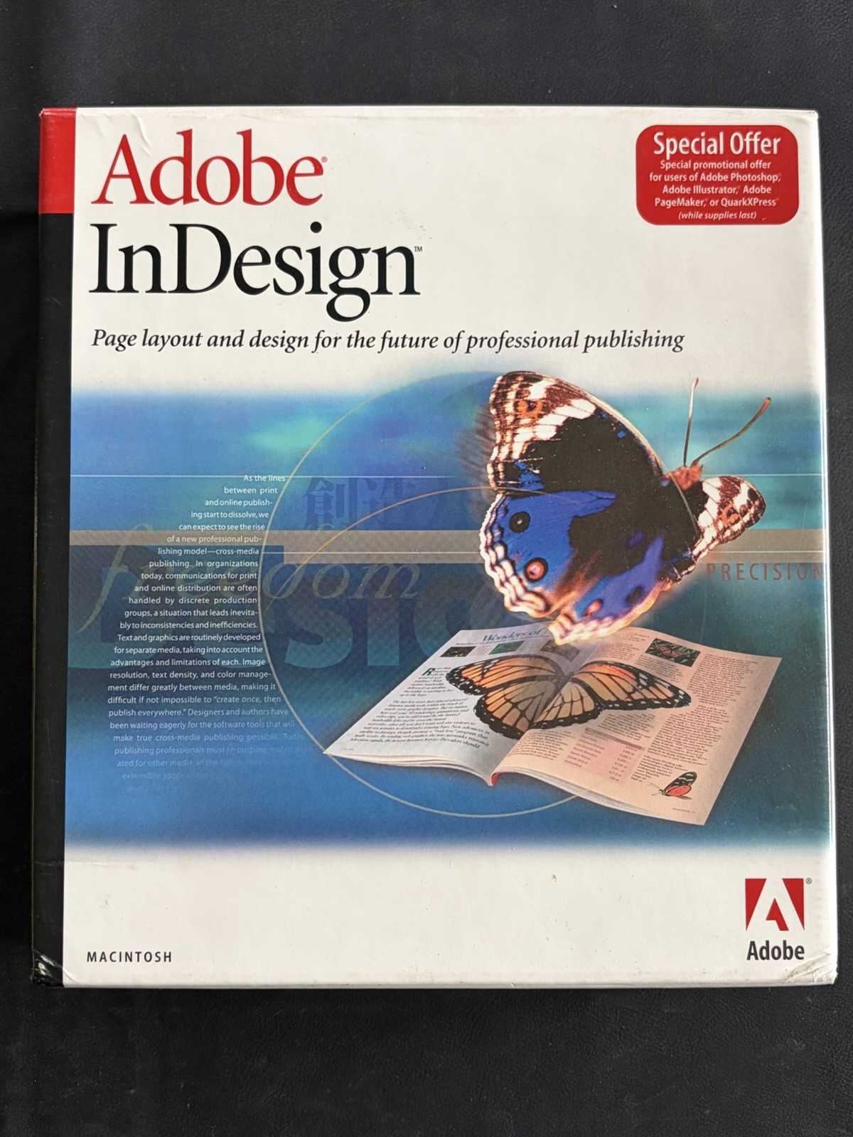 Adobe InDesign 1.0 Macintosh Vintage 1999 Software CD-ROM Original Box Manuals