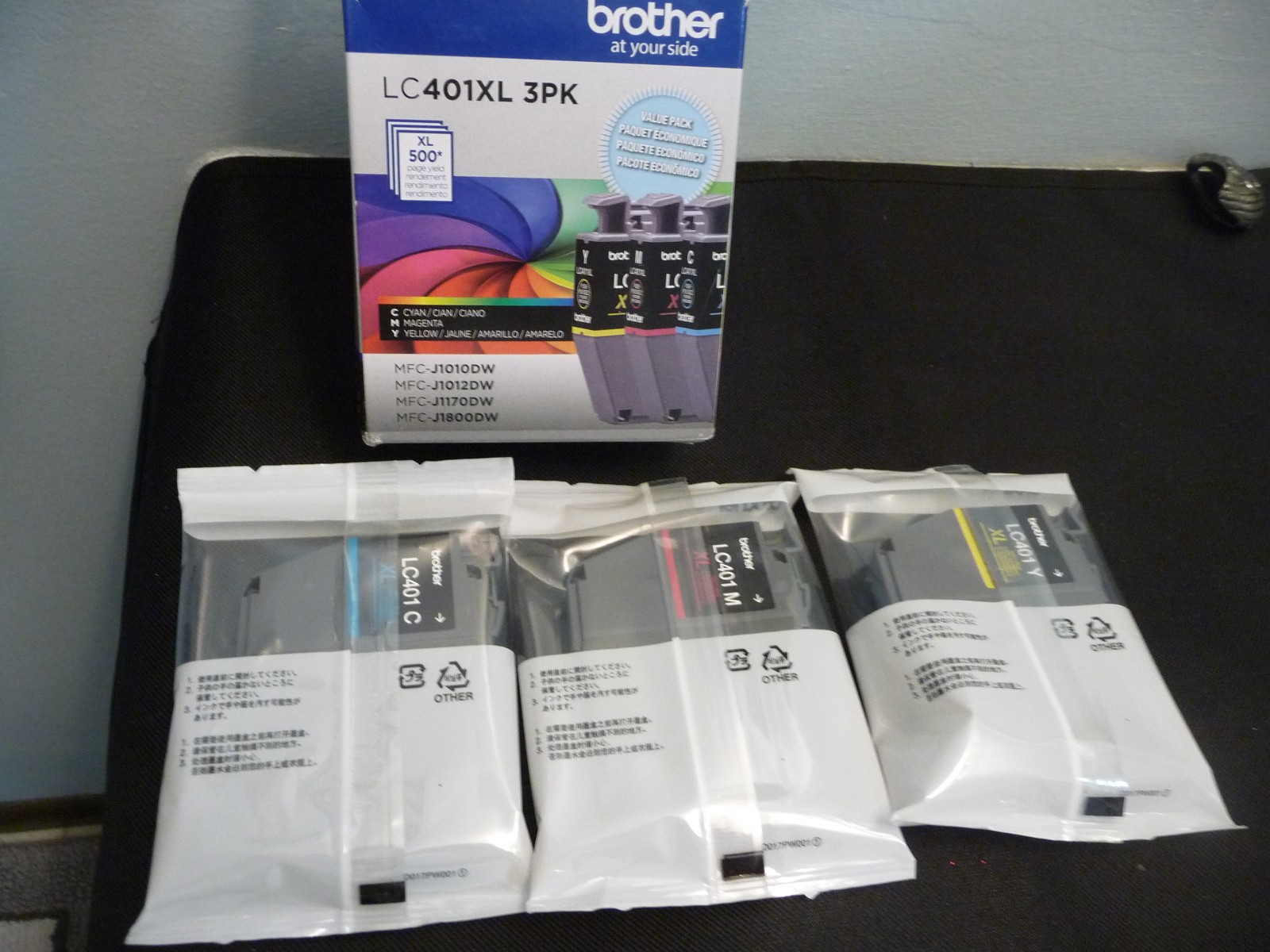 Brother LC401XL3PK 500 Page-Yield High Ink- Cyan/Magenta/Yellow 3/PK New 2028.07