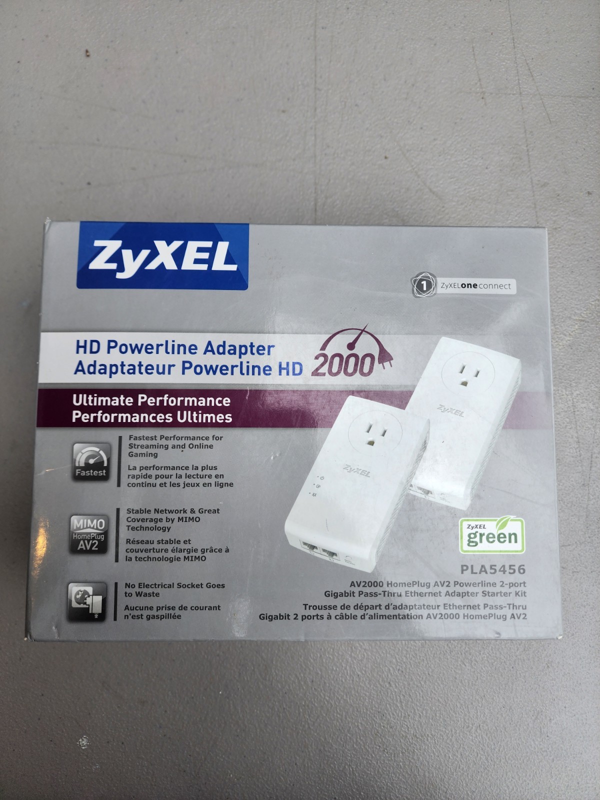 ZyXEL 1000 Mbps HD Powerline Adapter 2-port Gigabit - Model PLA5256 2 Units 
