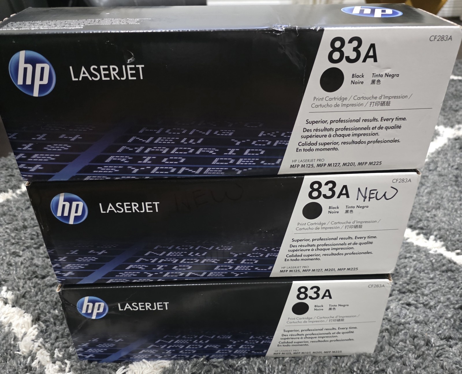 HP 83A / HP 83X Black - Print Cartridges - 3 Pack - CF283A / CF283X - Sealed