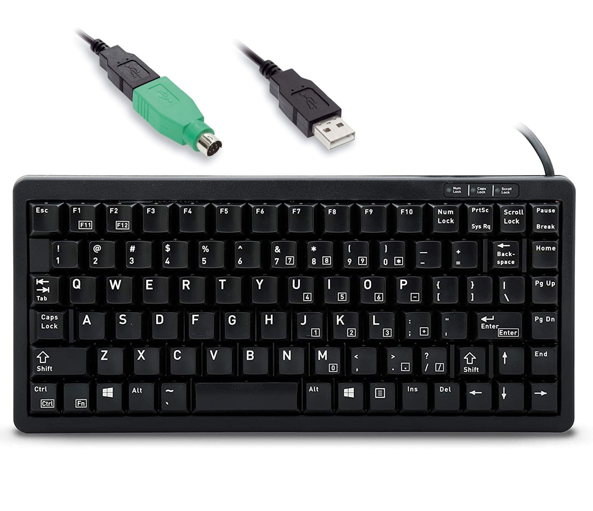 Cherry Keyboards 11" ULTRASLIM KBD,US,86,BLACK POS KEY,USB & PS/2,MECH KEYSWT