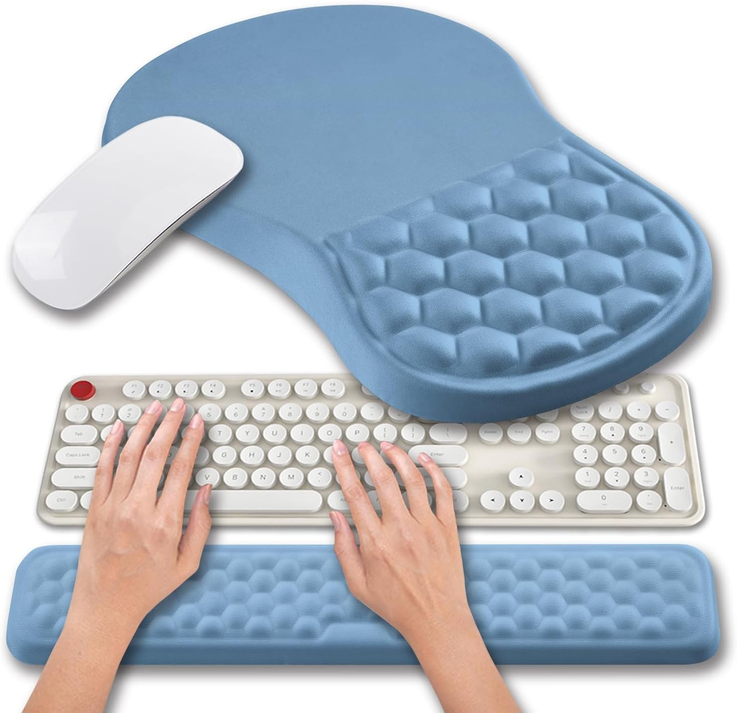 2 in 1 Ergonomic Mouse Pad Wrist Support & Wrist Rest for Computer Keyboard S...
