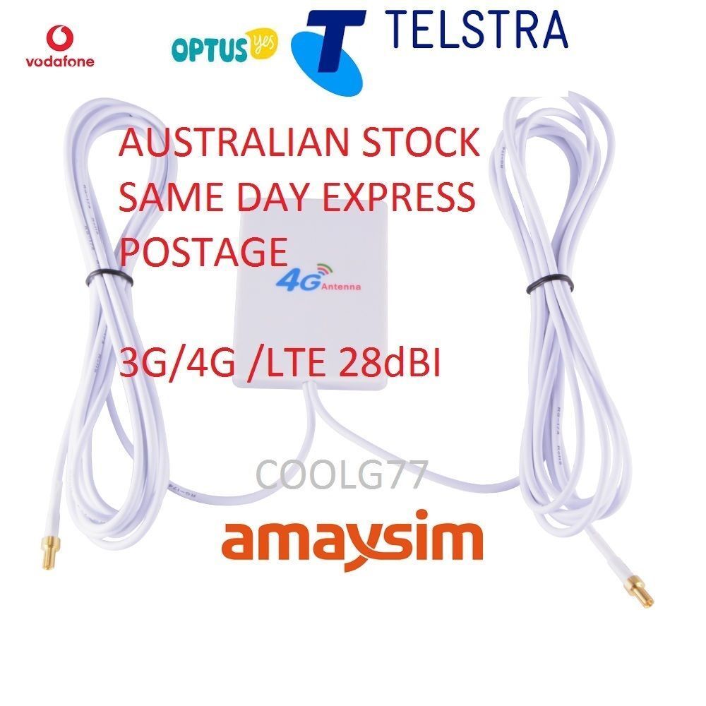 28dBi 3G 4G LTE ANTENNA BOOSTER FOR TELSTRA /VODAFONE MODEMS 2 x TS9 Connectors
