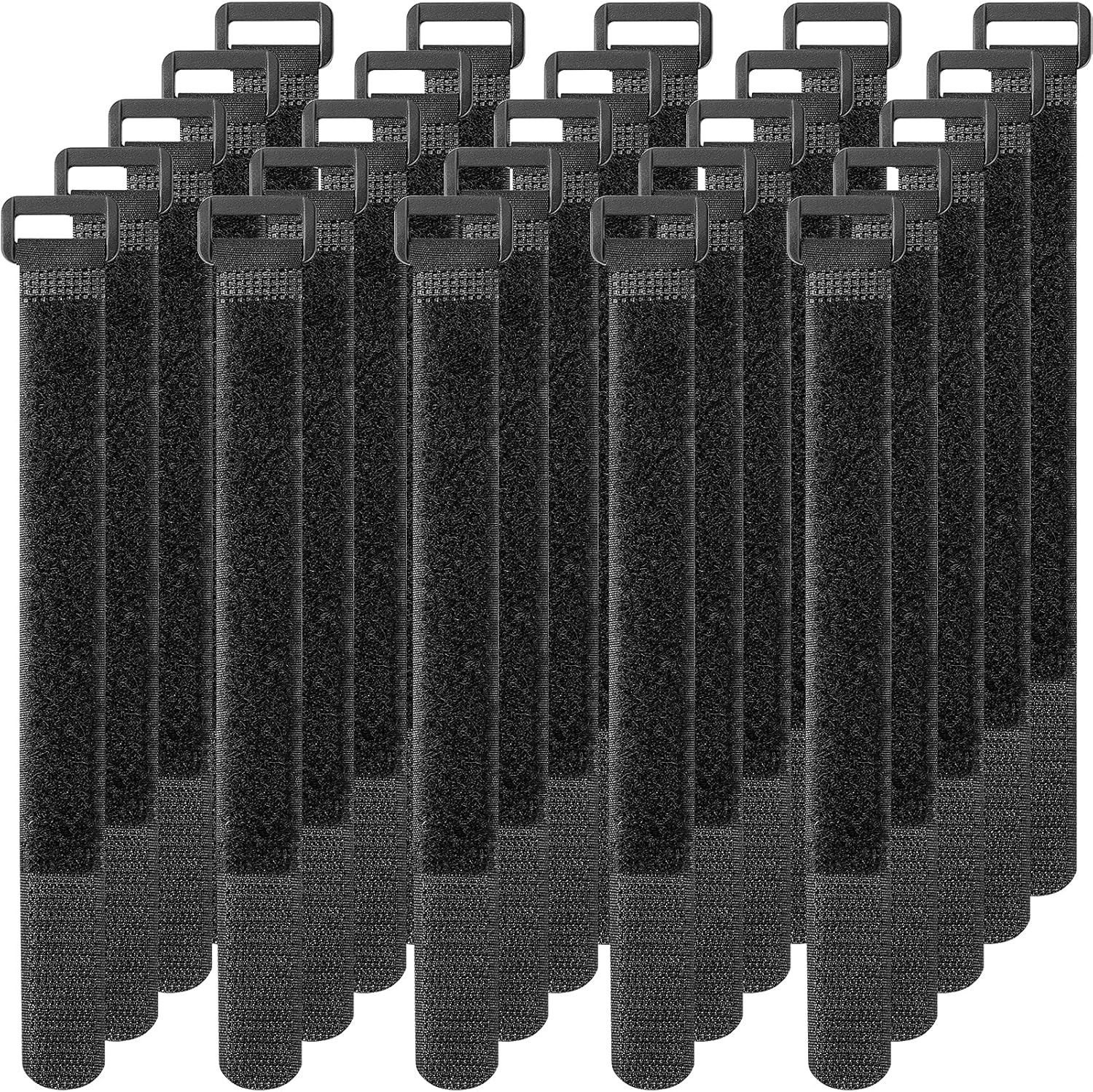25 Pack 12 Inch Reusable Fastening Cable Straps Hook and Loop Cinch Cable Ties