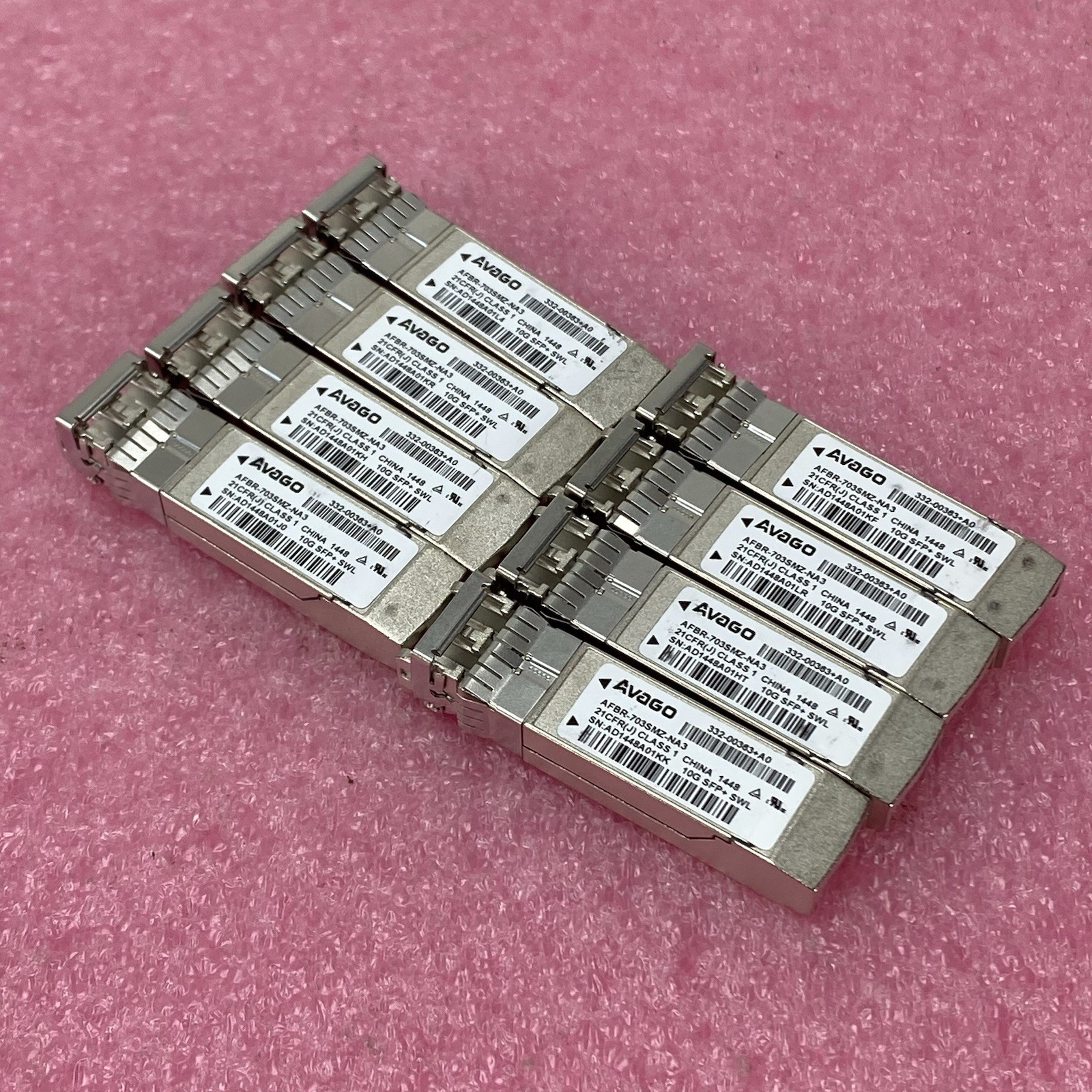 Avago AFBR-703SMZ-NA3 10G SFP+ Short Range Transceiver (Lot of 8)