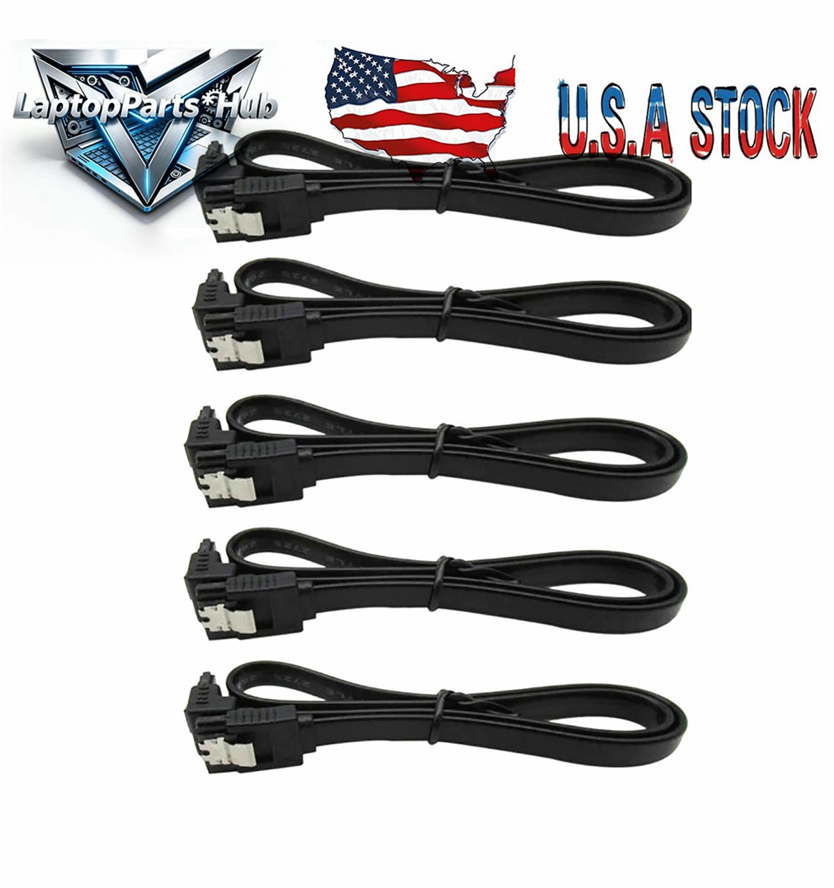 5x18" SATA 3.0Cable SATA3 III 6GB/s Right Angle90° SSD HDD Hard Drive Black USK