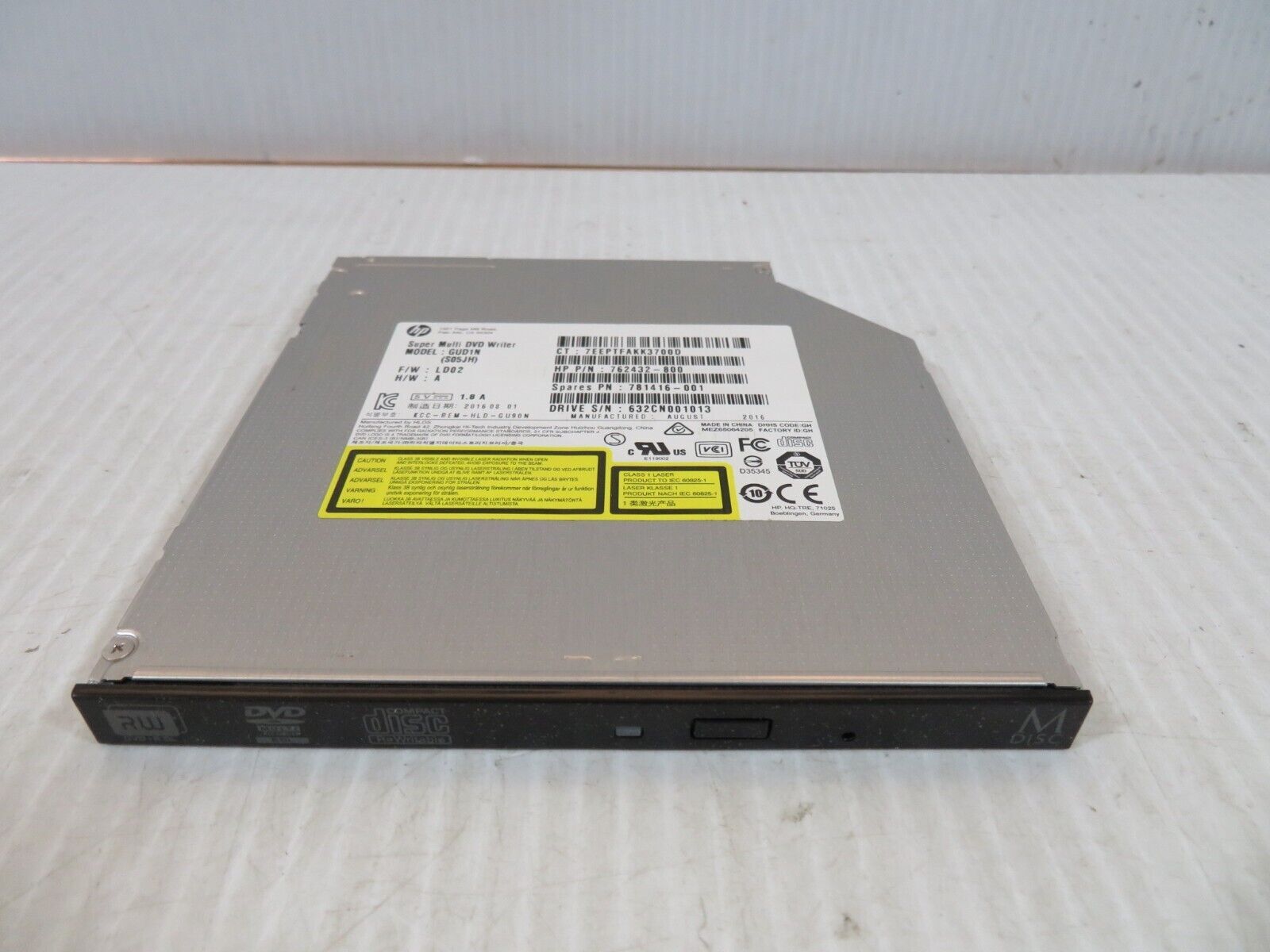 GUD0N Ultra Slim Internal DVDRW Optical Drive/ 9.5mm/ DVD Drive 781416-001 S05JH
