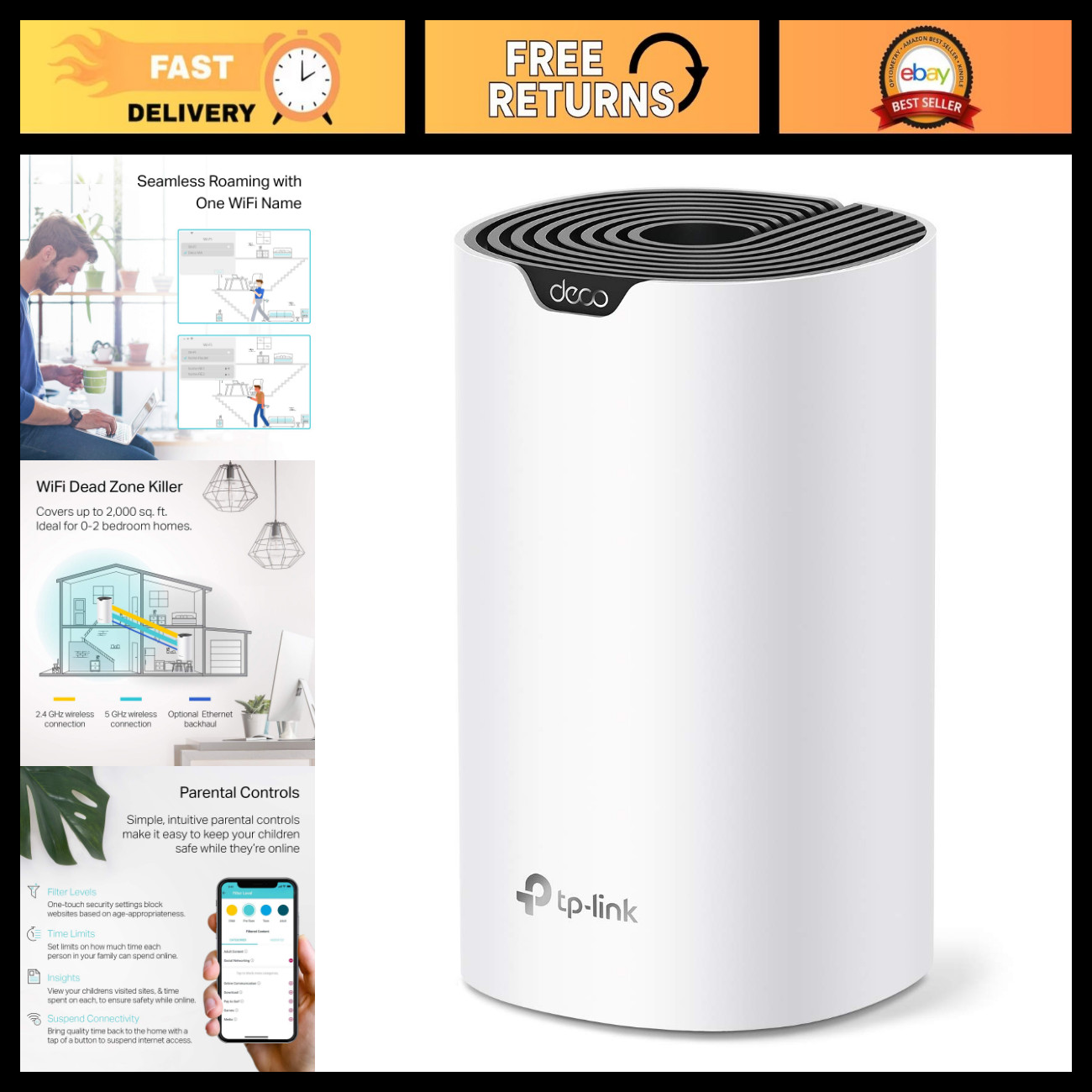 Whole Home Mesh WiFi System, Dual-Band Wireless Router, High-Speed Internet, 1-P