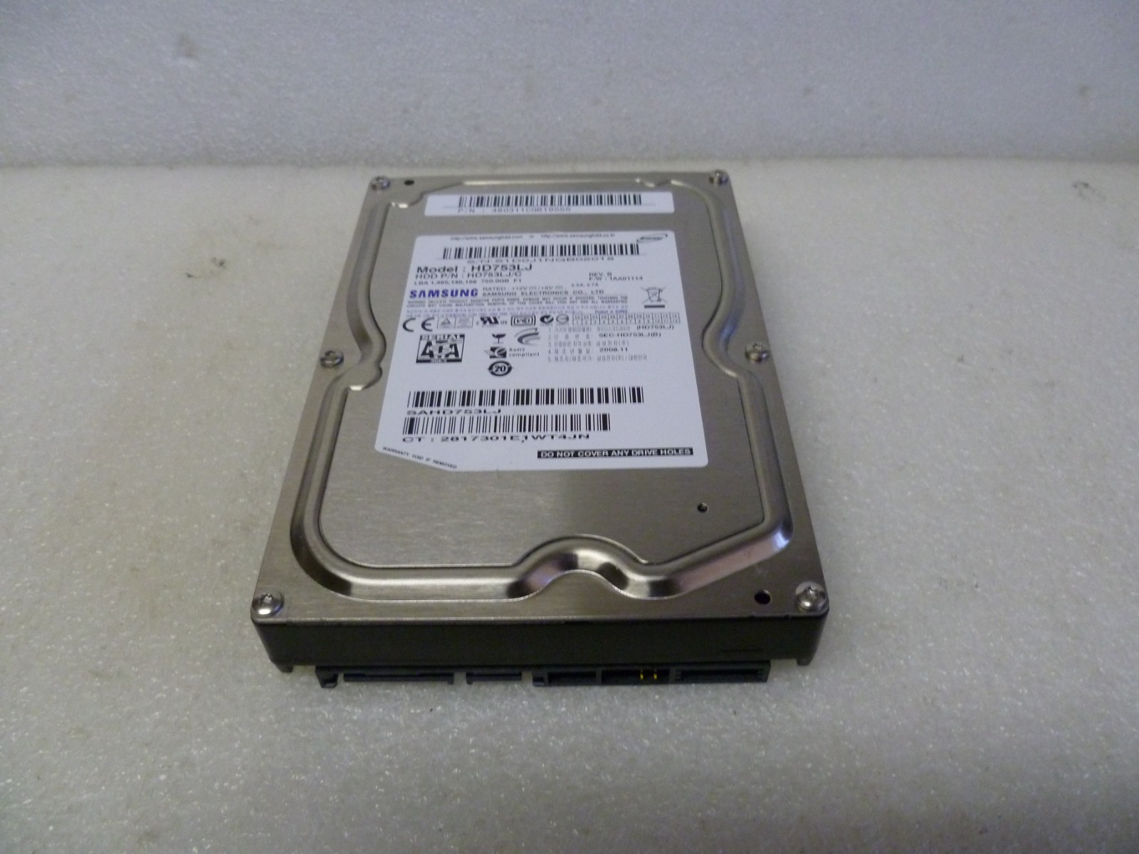 SAMSUNG HD753LJ 750GB SATA HARD DRIVE P/N: HD753LJ/C F/W:1AA01114