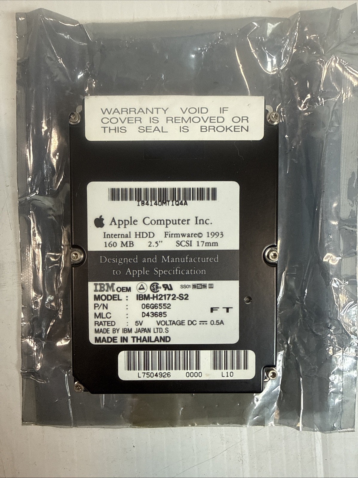 Apple IBM 160 MB 2.5" OEM Internal SCSI Hard Drive for Mac PowerBook - Untested