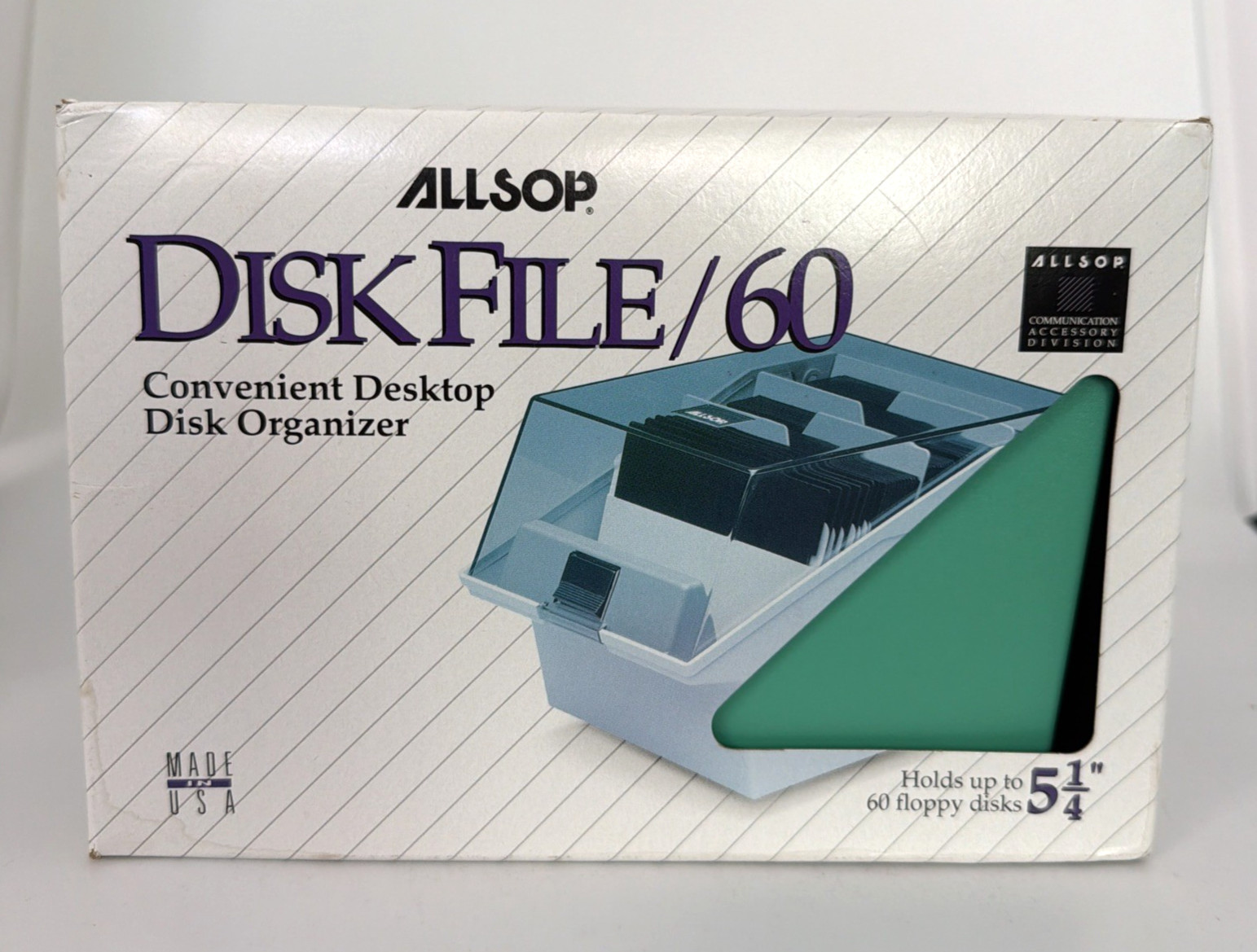 Vintage 1991 Allsop Disk File 60 5.25" Floppy Disk Storage Case Organizer New