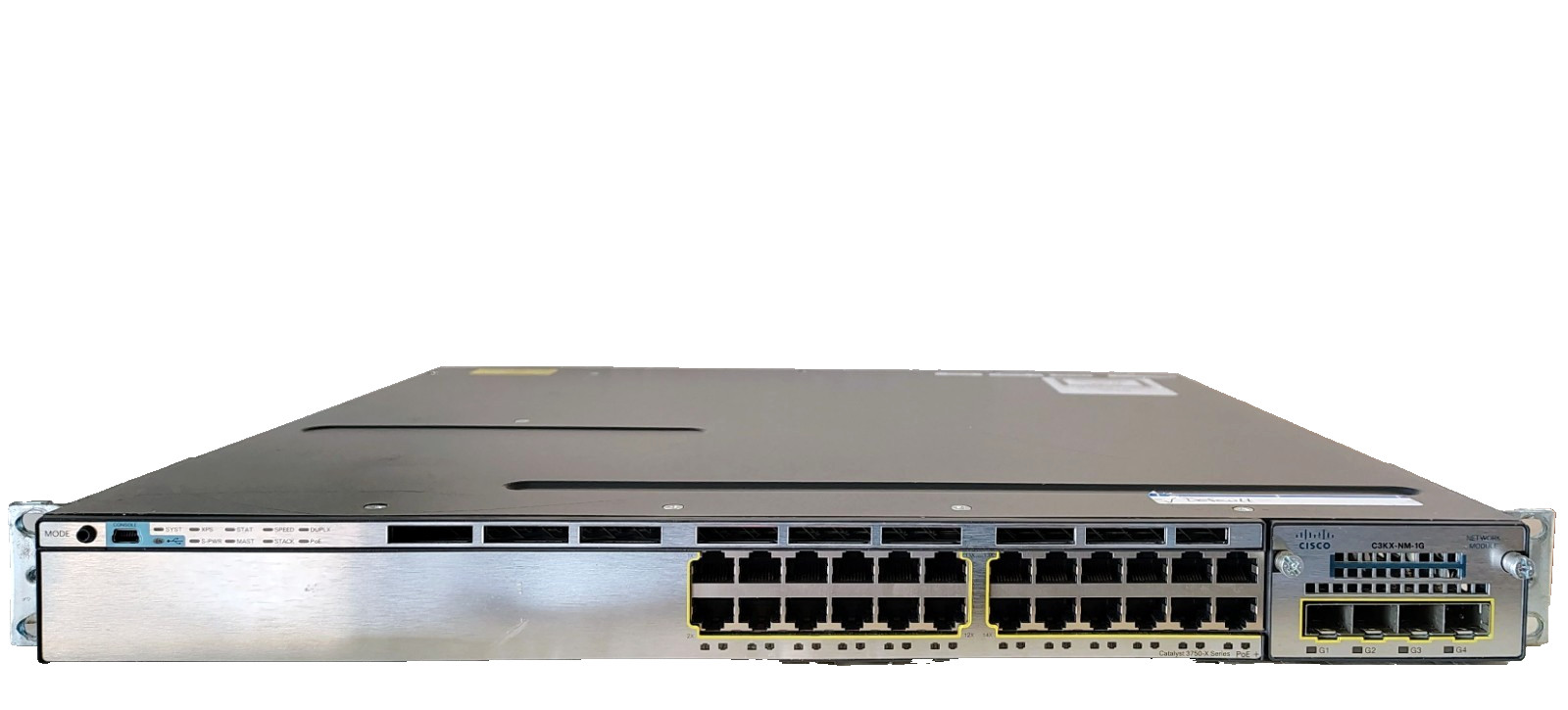 Cisco WS-C3750X-24P-S V02 24 Port PoE Gigabit Switch 1x C3KX-PWR-715W 1x 350WAC