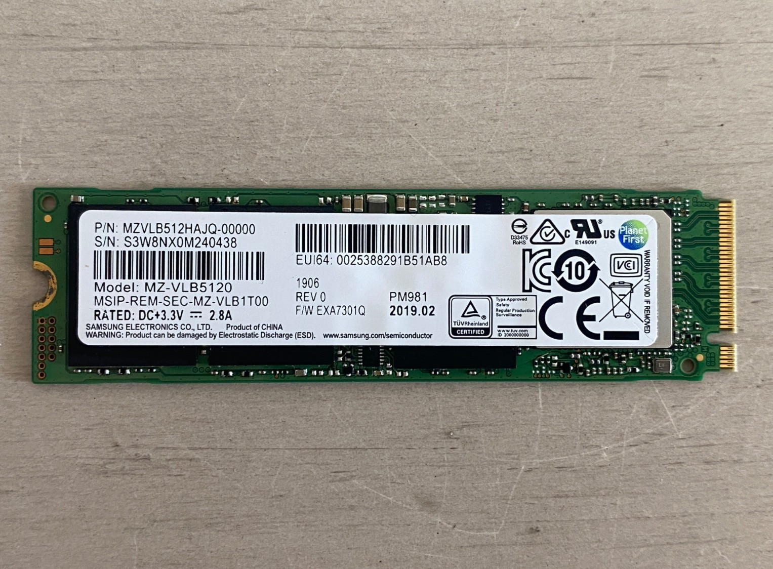 GENUINE Samsung 512 GB SSD MZ-VLB5120 PM981 M.2 NVMe Solid State Drive - 512GB