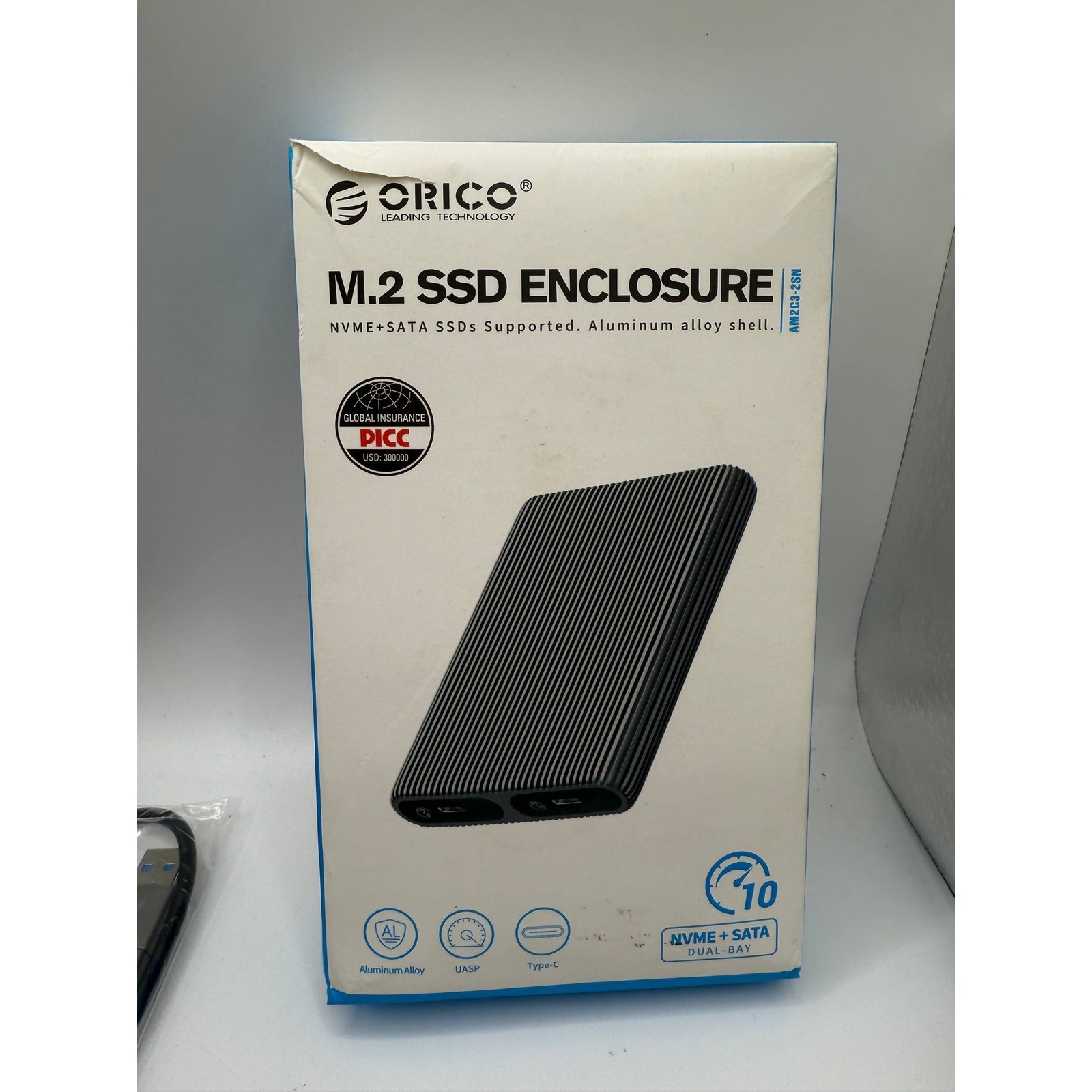 ORICO AM2C3 2SN Dual Bay M2 NVME SATA SSD Enclosure Aluminum Gray Type C