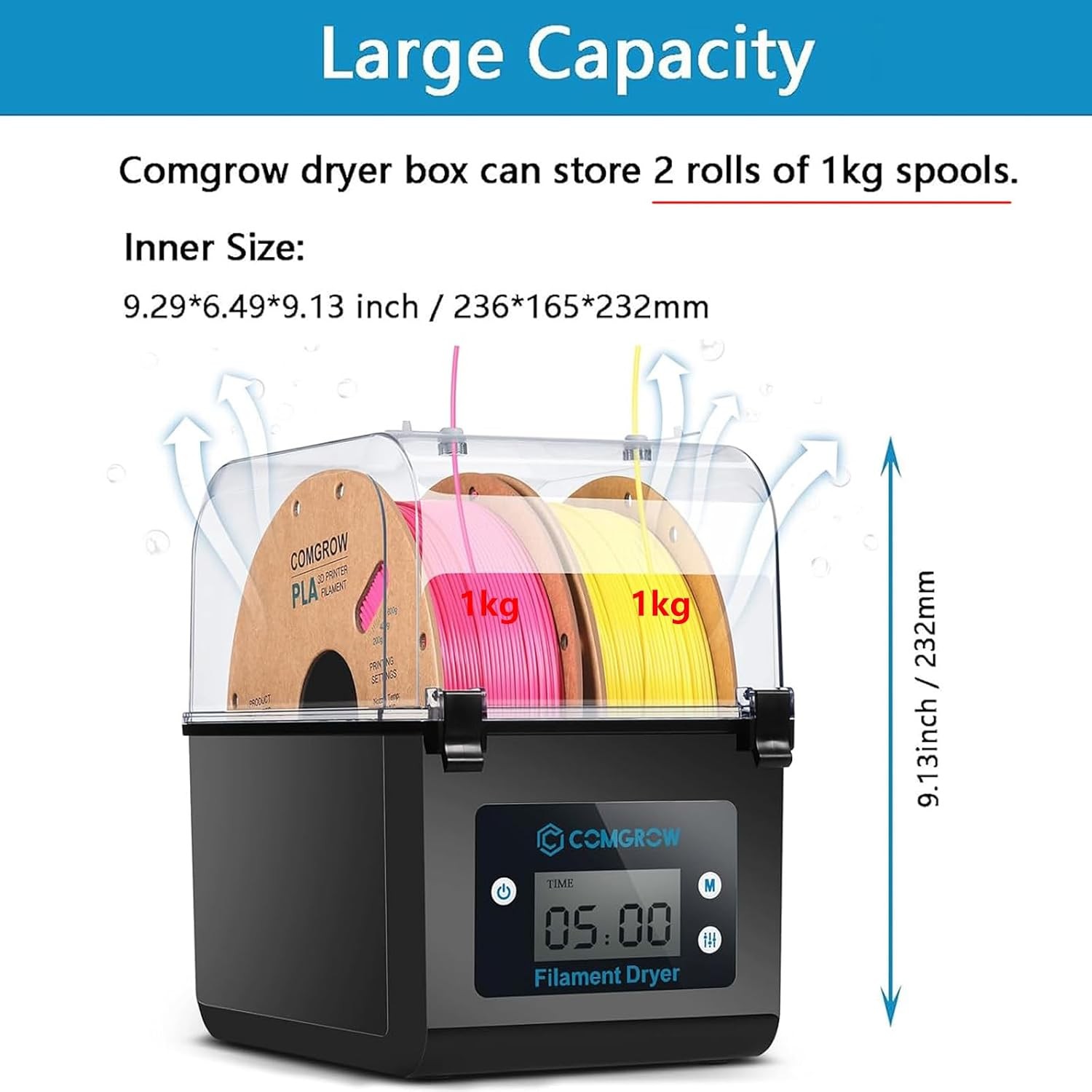 Comgrow SH02 Filament Dryer 1.75mm Black 13.19 x 9.16 x 8.48 in