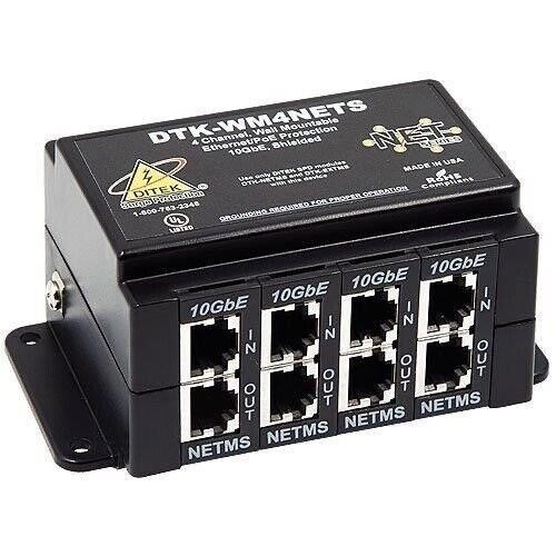 Ditek DTK-WM4NETS 4 Channel Wall Mount Ethernet and PoE Surge Protector NEW