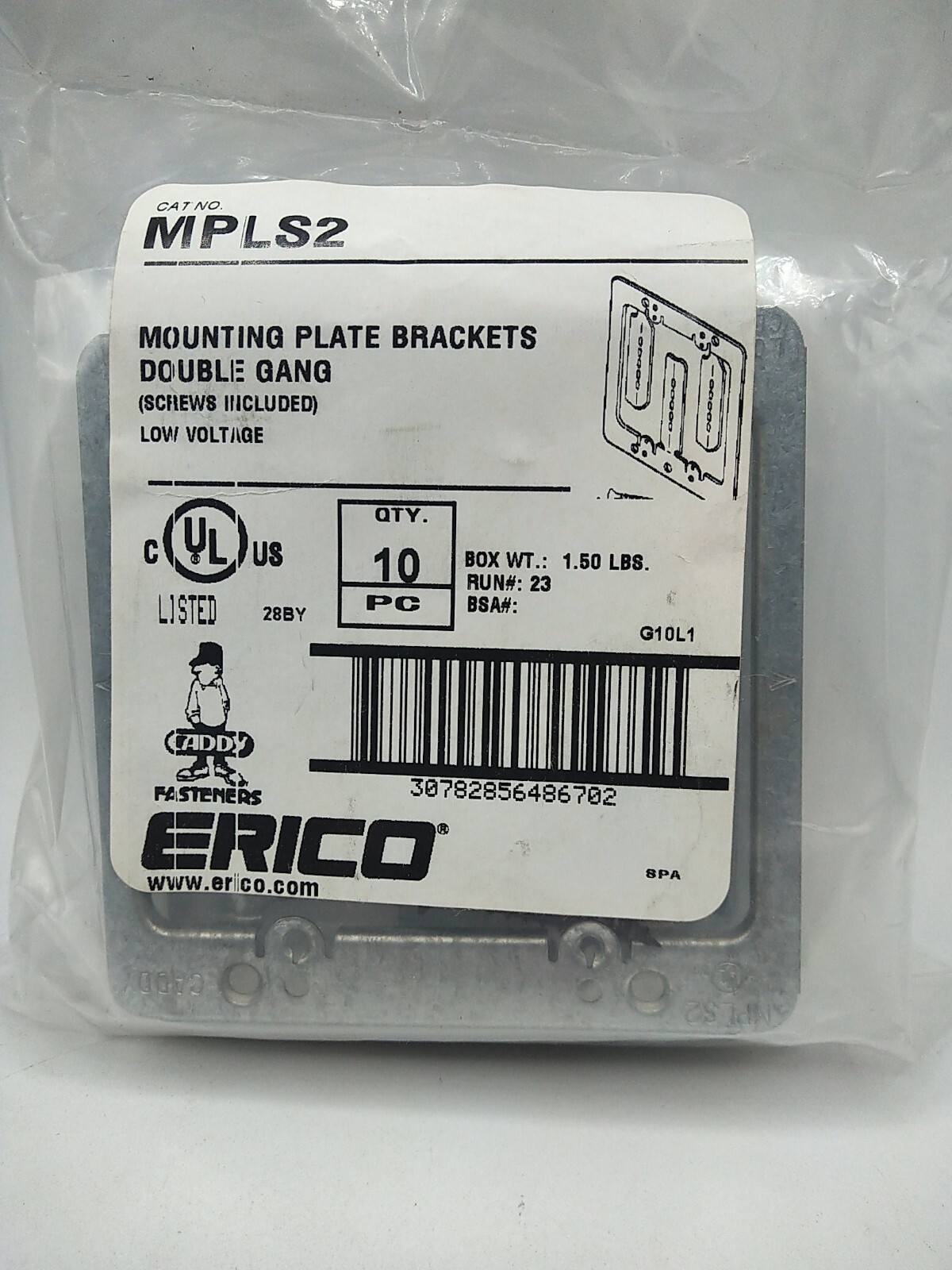 Caddy MPLS2 Low Voltage 2 Gang Mounting Plate Bracket 10 Pack