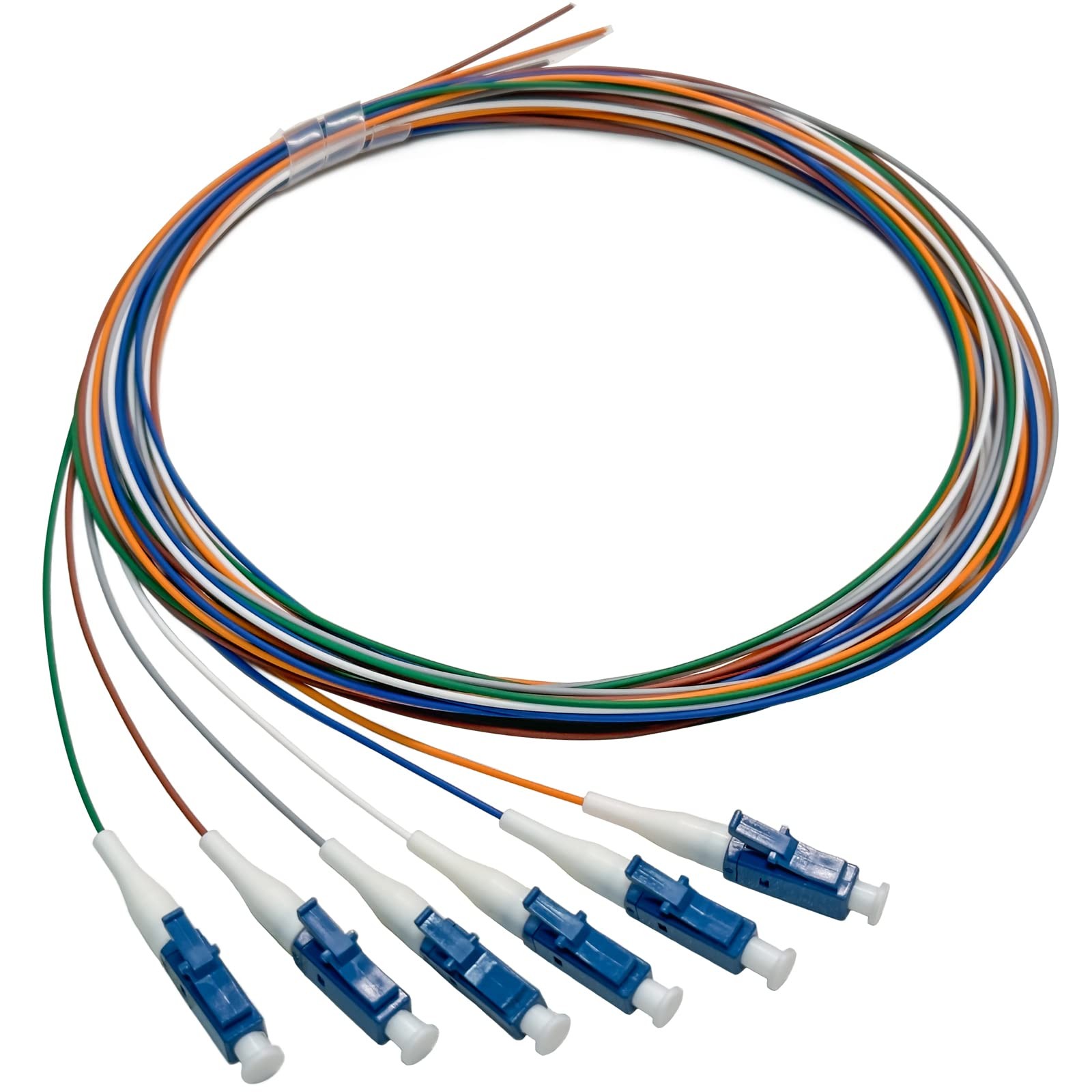 6 Strand Singlemode 9/125 LC-UPC Fiber Pigtail, 1.5 Meter (5ft) LC Cable