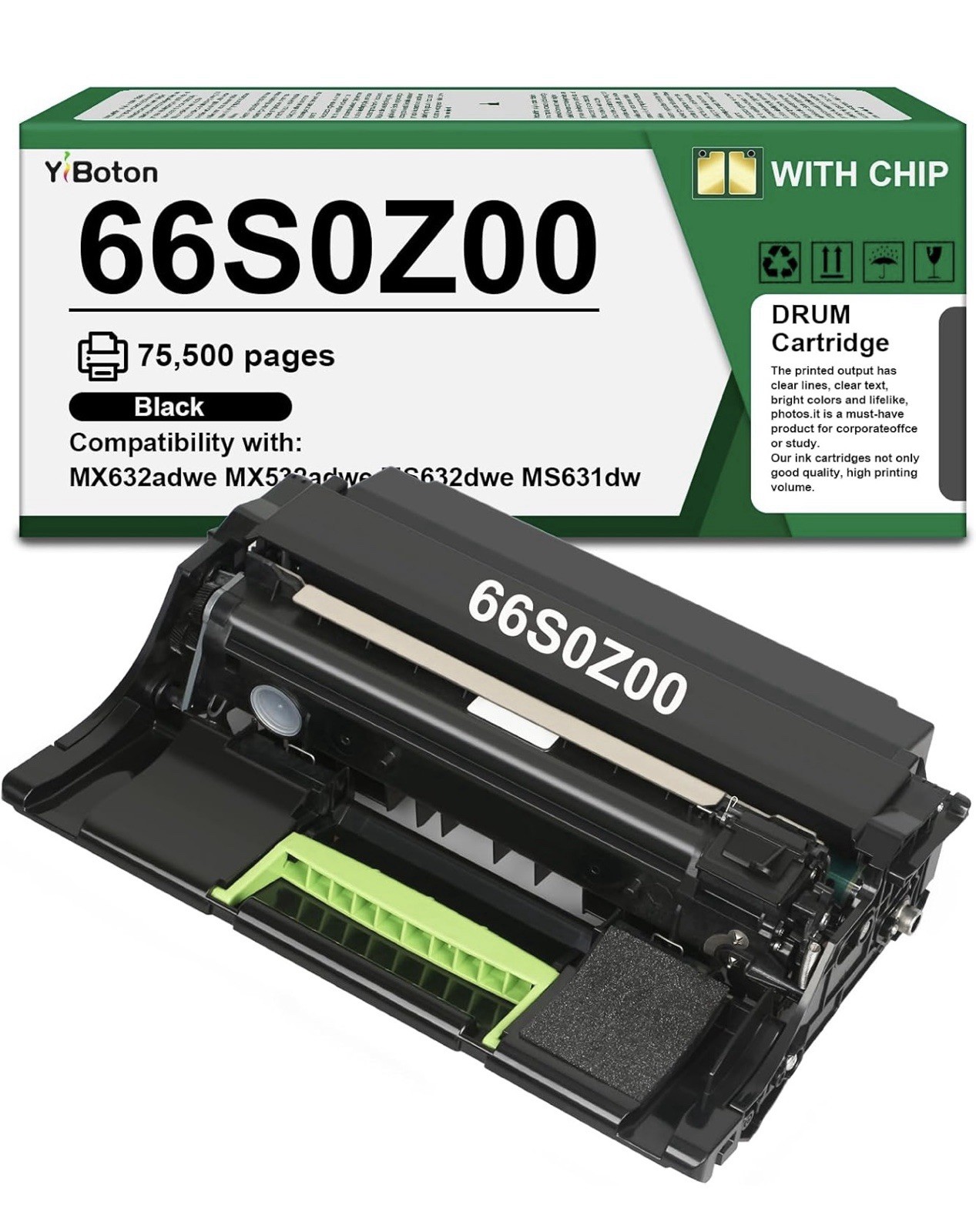 66S0Z00 High Yield Black Drum Unit Replacement for Lexmark Printers