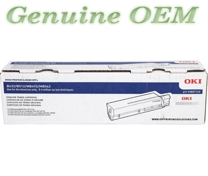 45807110 Original OEM Okidata Toner Cartridge, Black Genuine Sealed