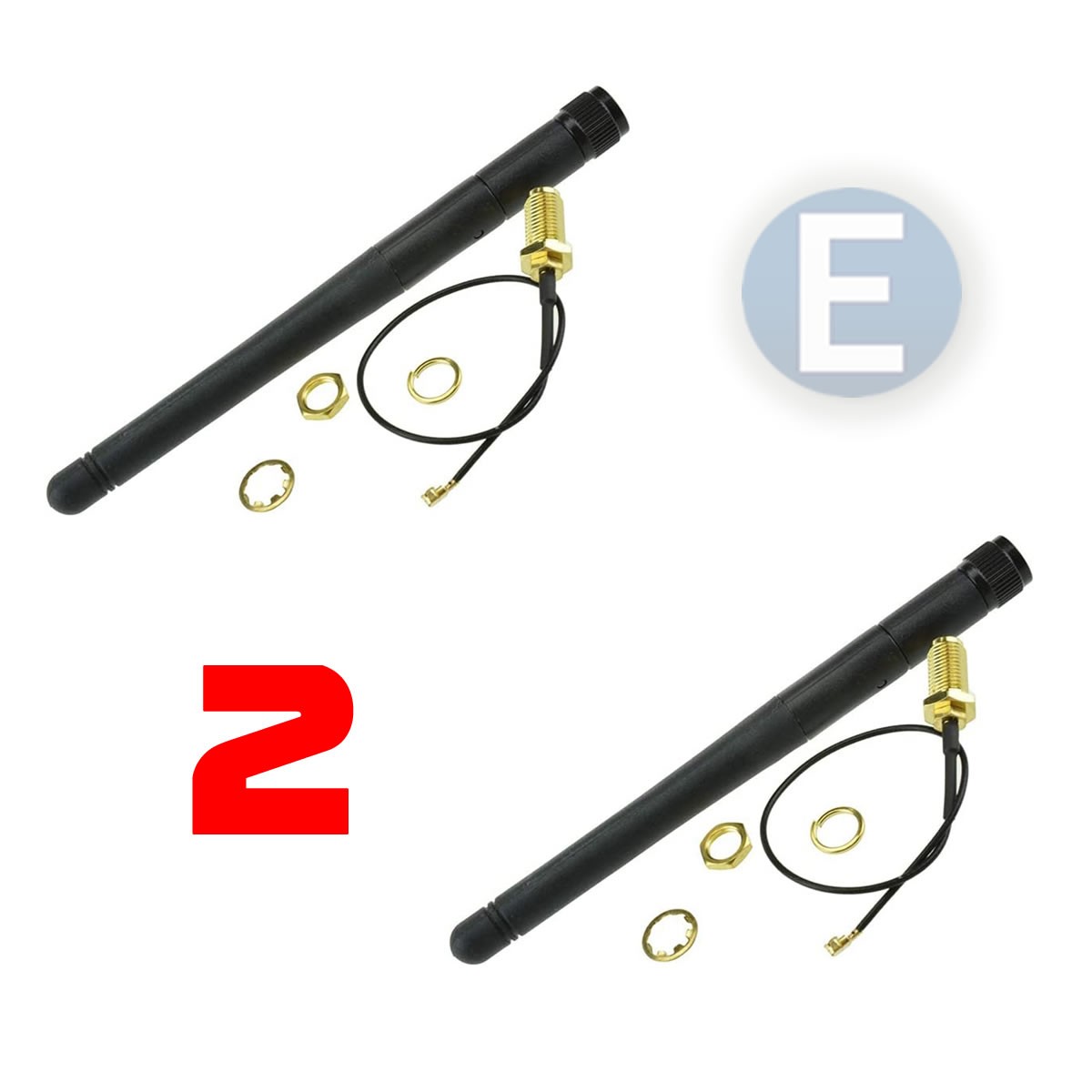 2pcs 2.4ghz Antenna RP-SMA Male + PCI U.FL IPX to RP SMA Male Pigtail Cable WiFi