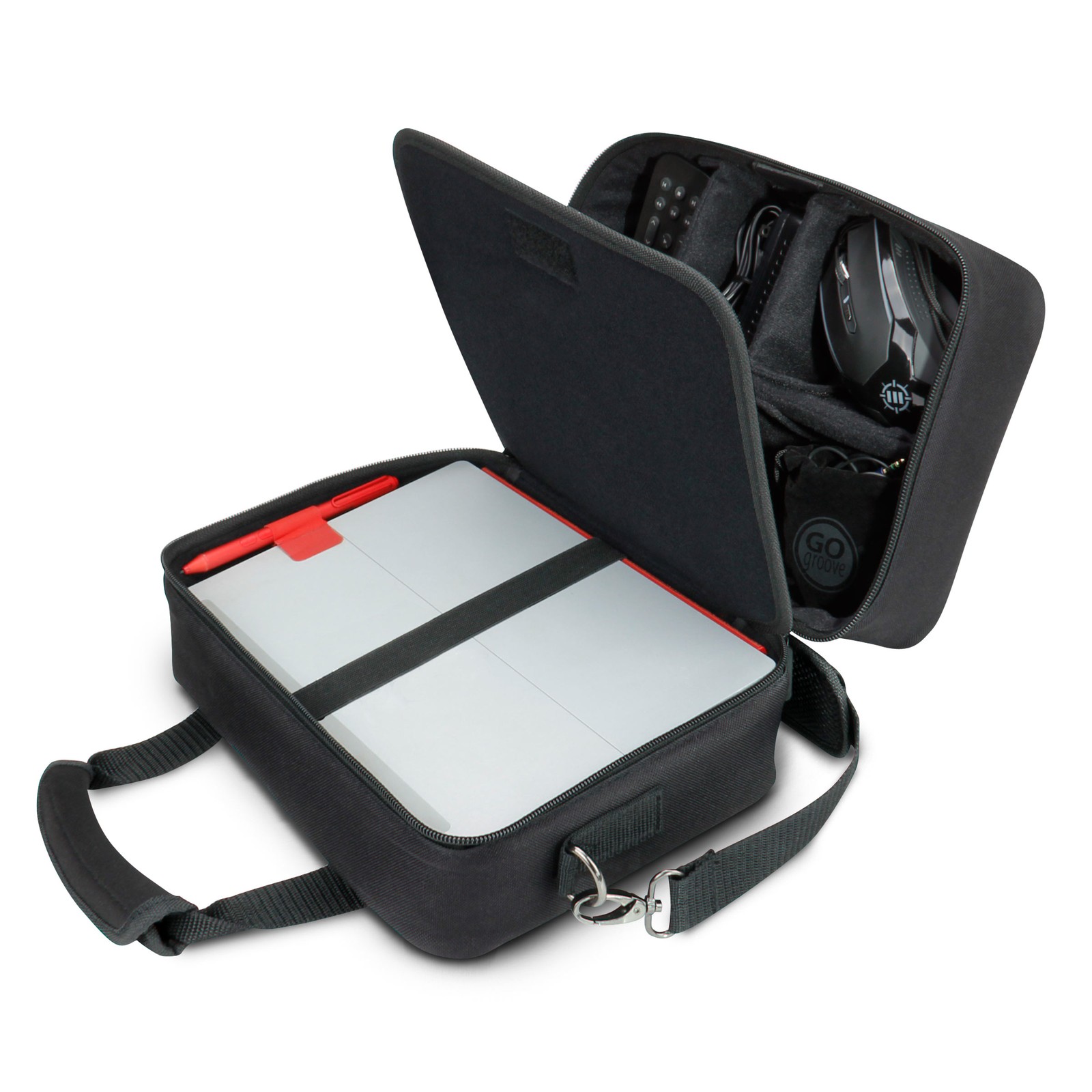 Portable Electronics Bag with Custom Storage , Shoulder Strap & Padded Interior