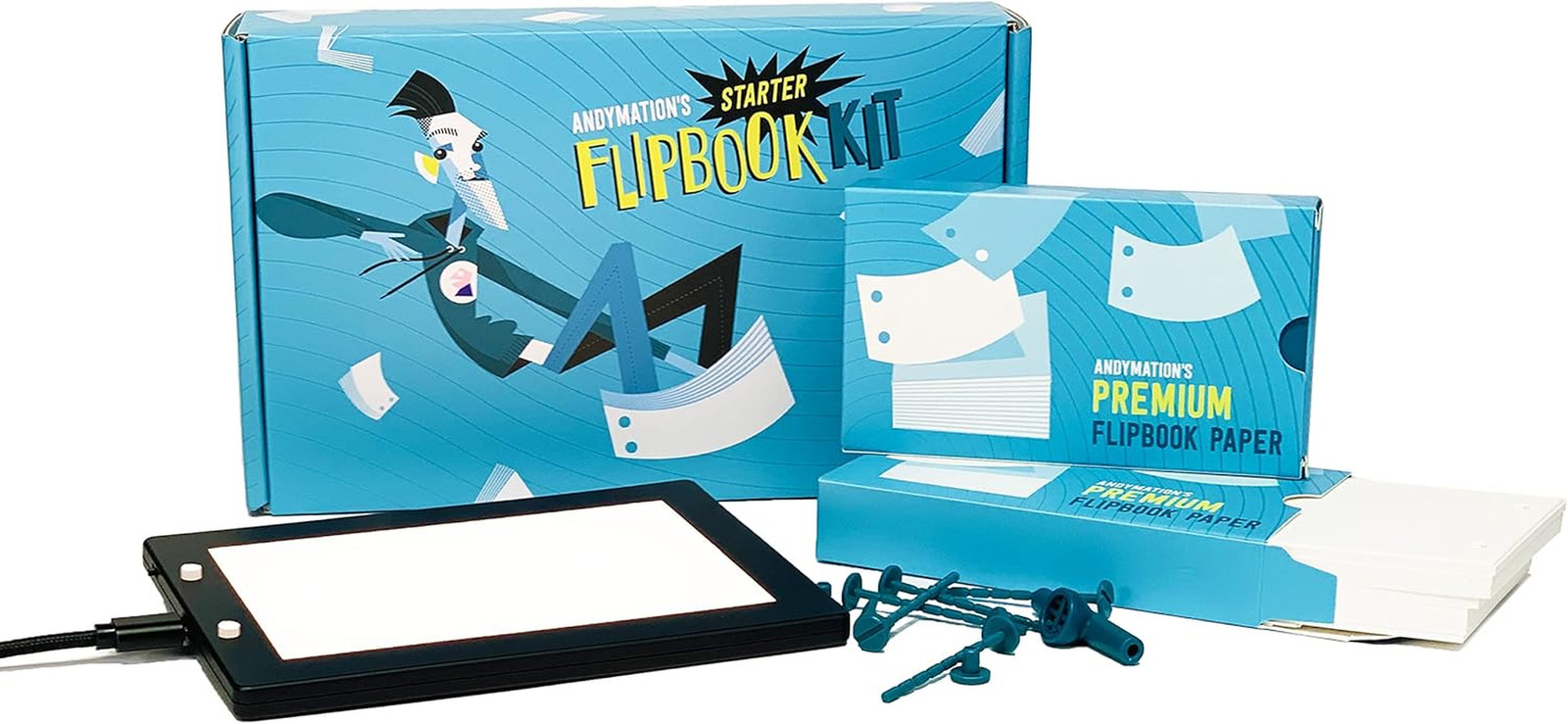 Official Andymation'S Flipbook Starter Kit for Kids & Adults with LED Light Pad