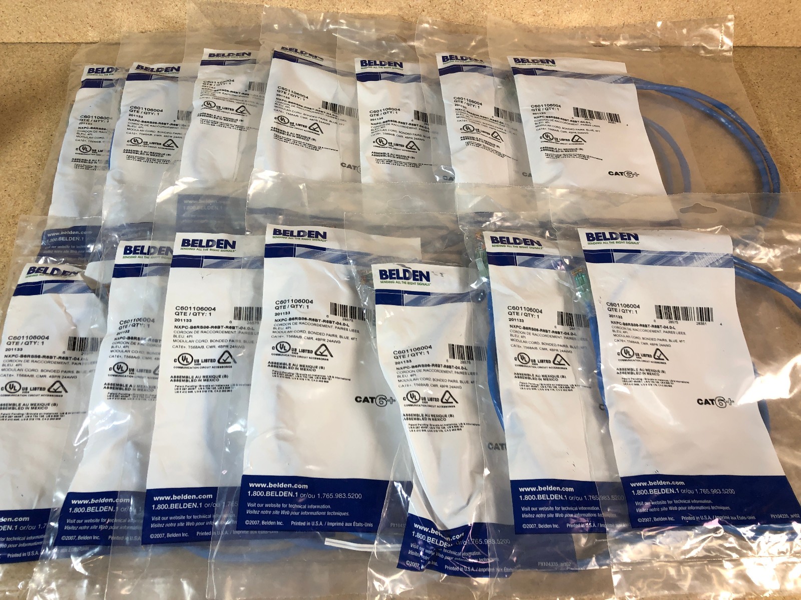 Belden Cat6+ Ethernet Patch Cable - 4FT - Blue - Lot of 14