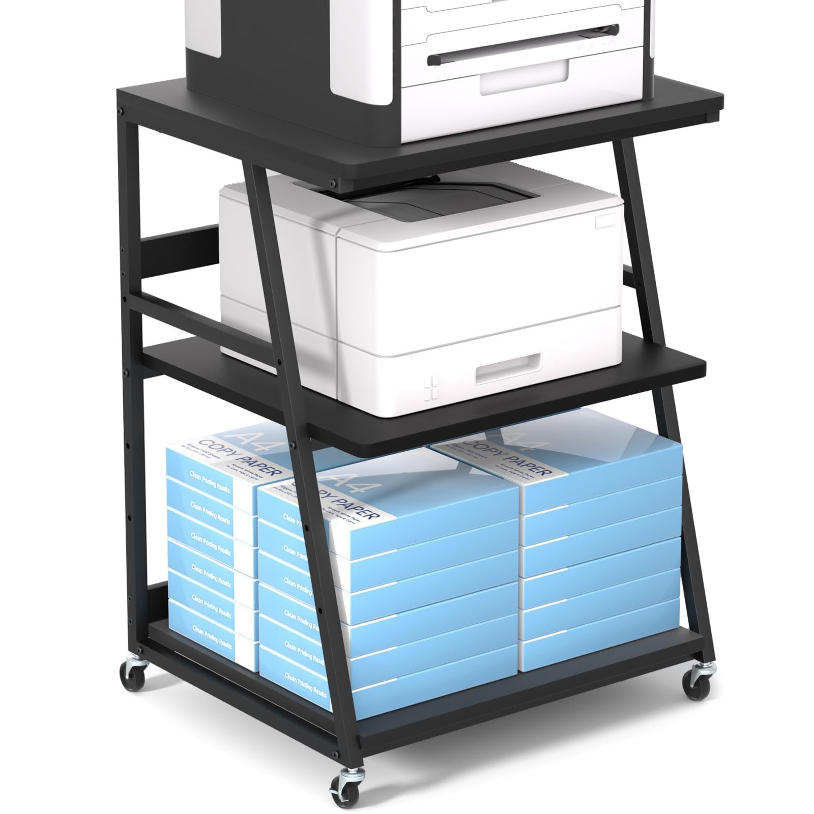 23.6"x19.7" Large Printer Stand with Adjustable Storage Shelf, Wheels