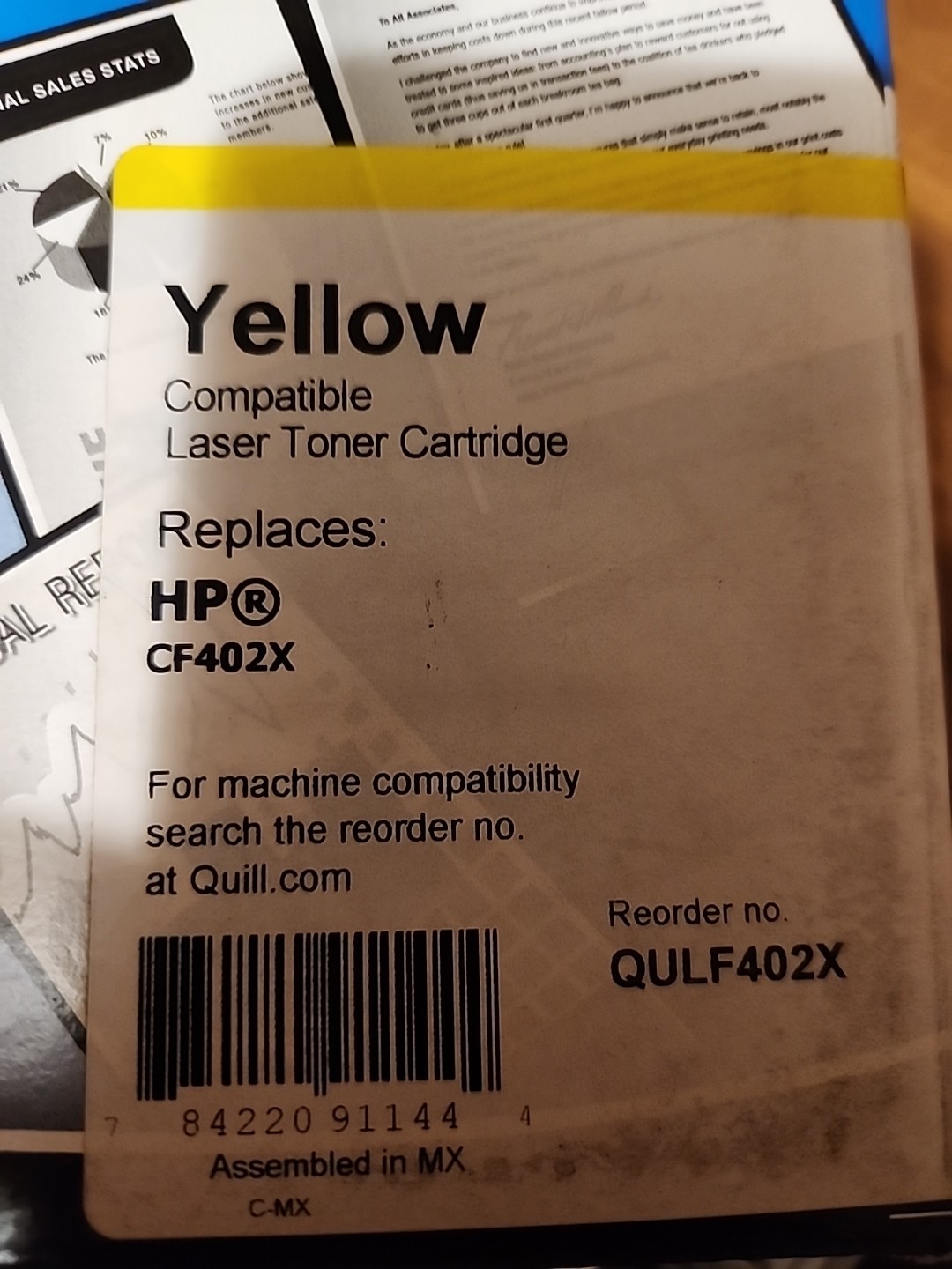 Quill Yellow Compatible Laser Toner Cartridge replaces HP CF402X
