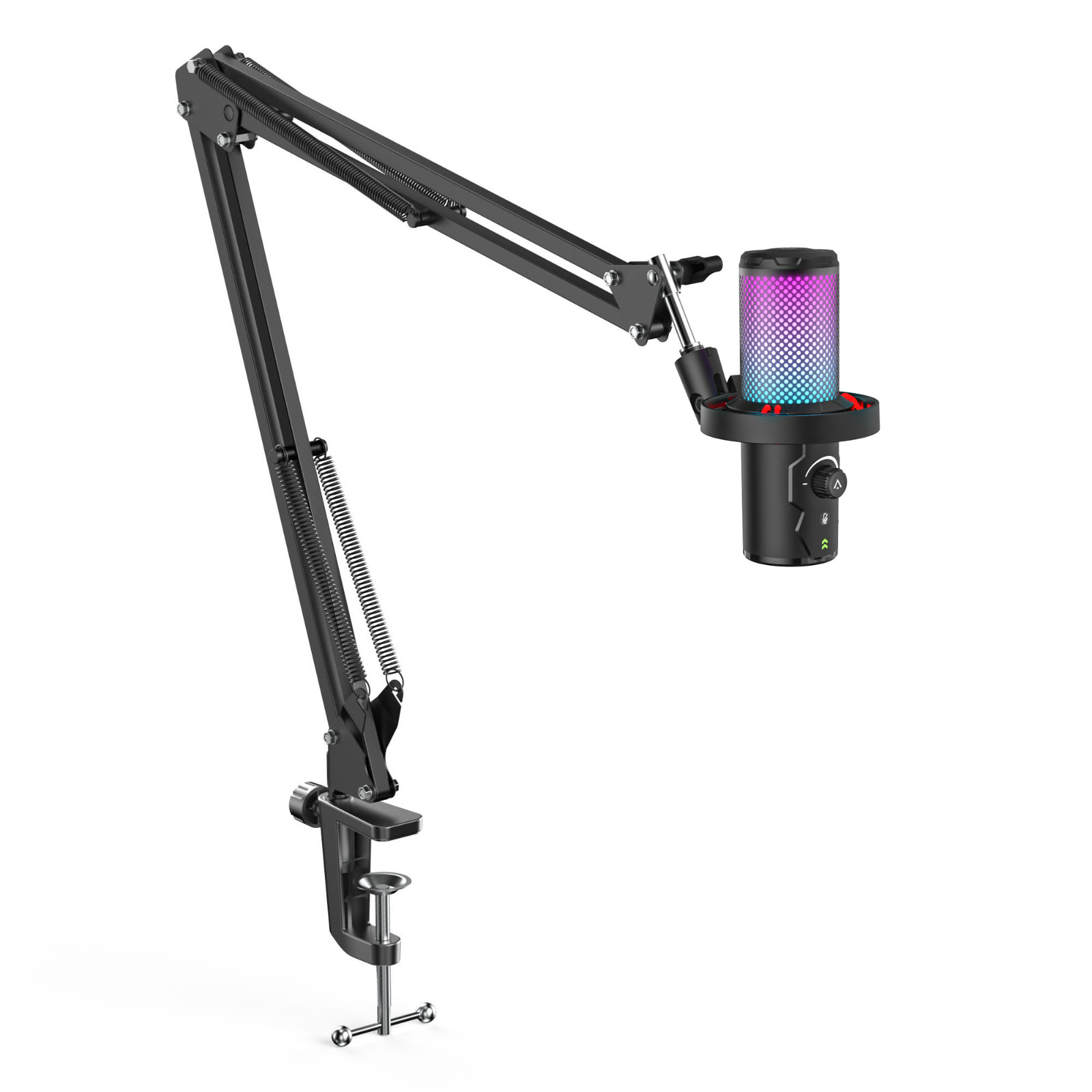Gaming Microphone Set with Boom Arm Condenser Mic for PC with Stand Podcast RGB
