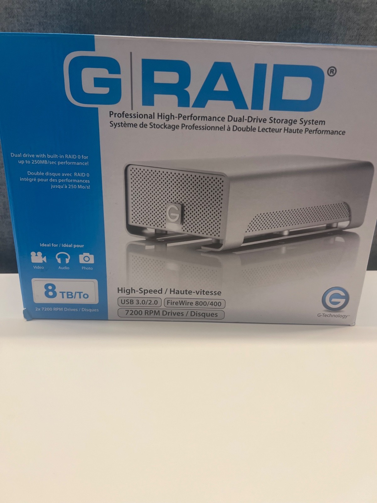 G-Technology 8TB G-RAID Thunderbolt RAID Array Drive - Silver (0G05748)