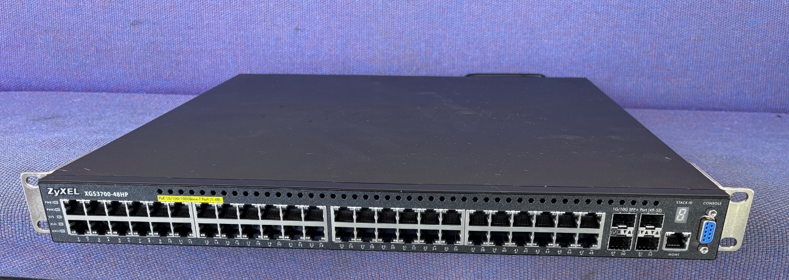 ZyXEL XGS3700-48HP, PoE 10/100/1000Base-T Port (1-48), 1G/10G SFP+ Port (49-52)