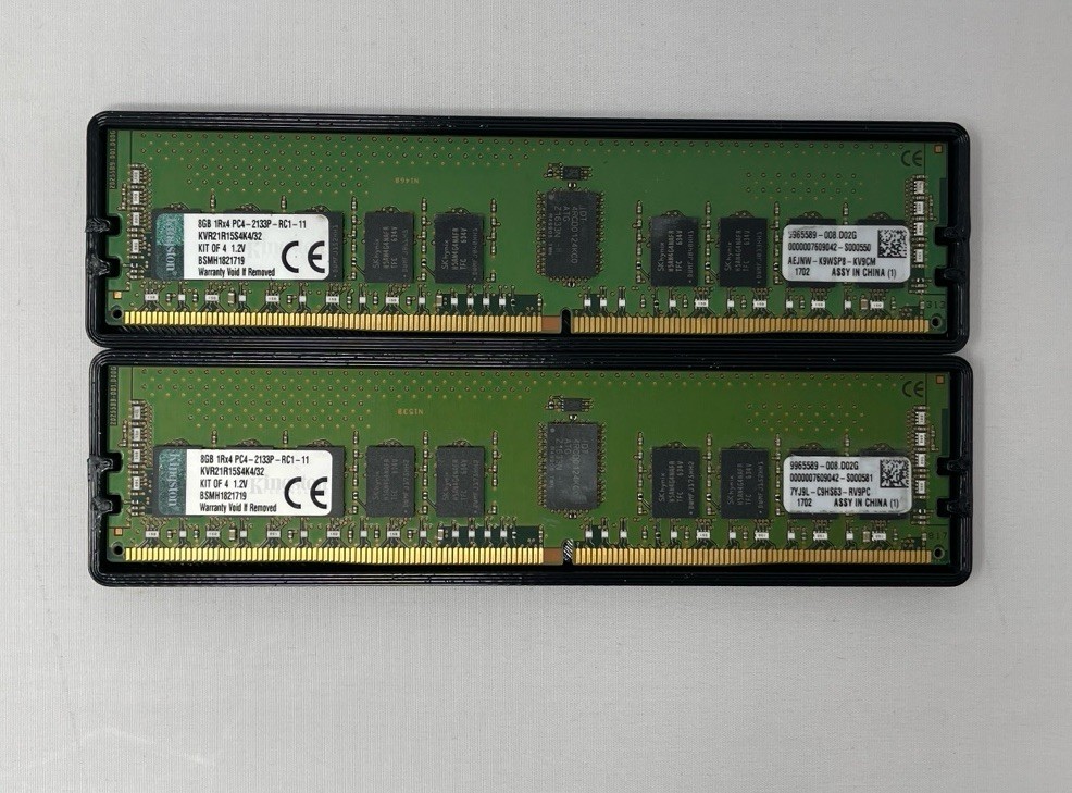 DDR4 ECC RAM Kingston 8GB 1Rx4 2133p KVR21R15S4K4/32 Two Sticks Of 8GB Ea