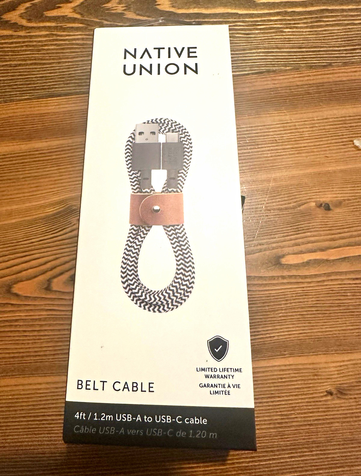 Native Union Belt Cable 4ft USB-A to USB-C Nylon Braided Reinforced Black/White