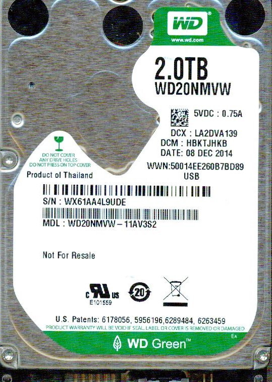 WD20NMVW-11AV3S2,   HBKTJHKB WESTERN DIGITAL 2TB, USB 3.0  DEC 2014
