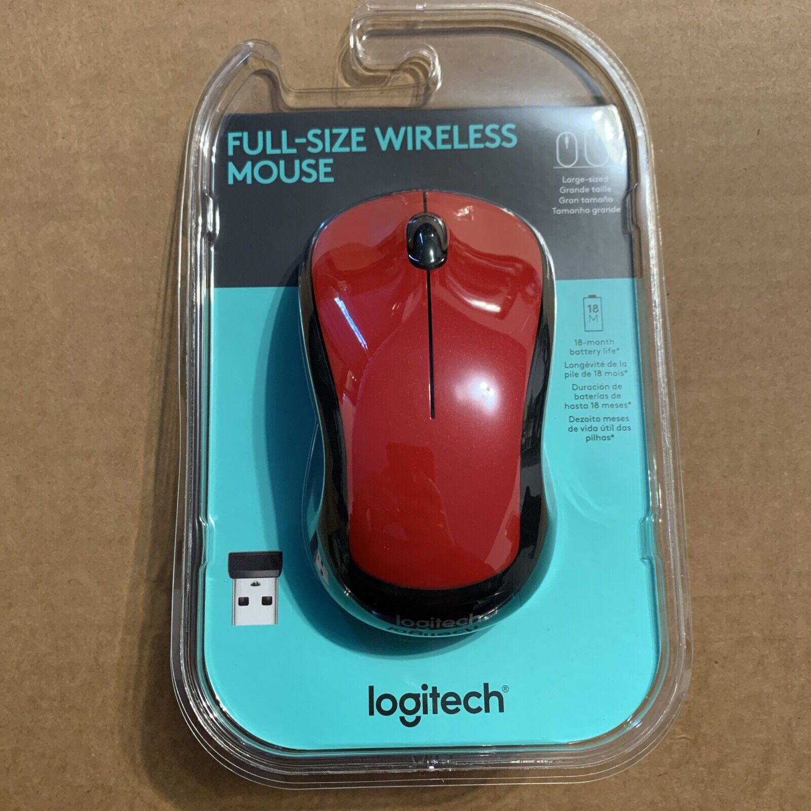 Logitech Full-Size Wireless Mouse M310 Red New Sealed