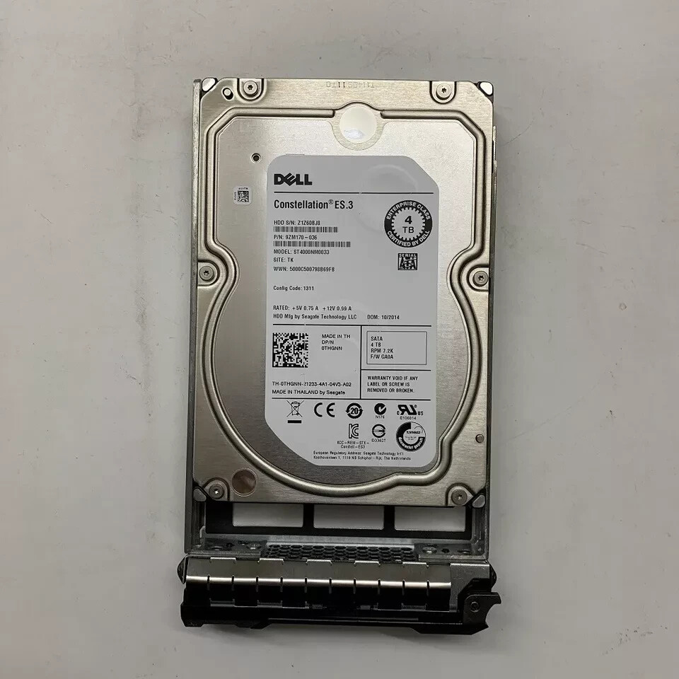 NewDell 0THGNN THGNN ST4000NM0033 4TB 7.2K SATA 6Gb/s 3.5 HDD With Hot Swap Tray