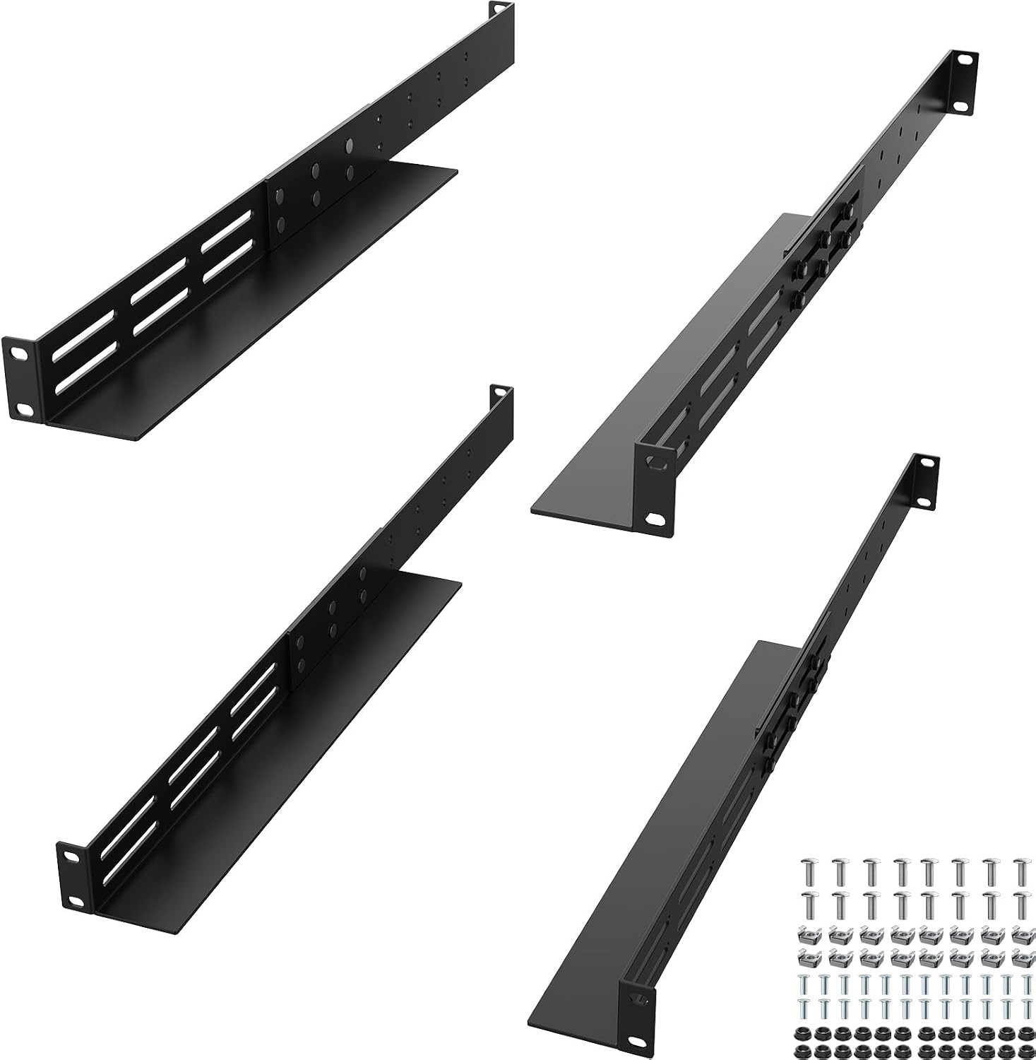 1U Universal Rack Mount Rails, 4-Post Server Rack Rail