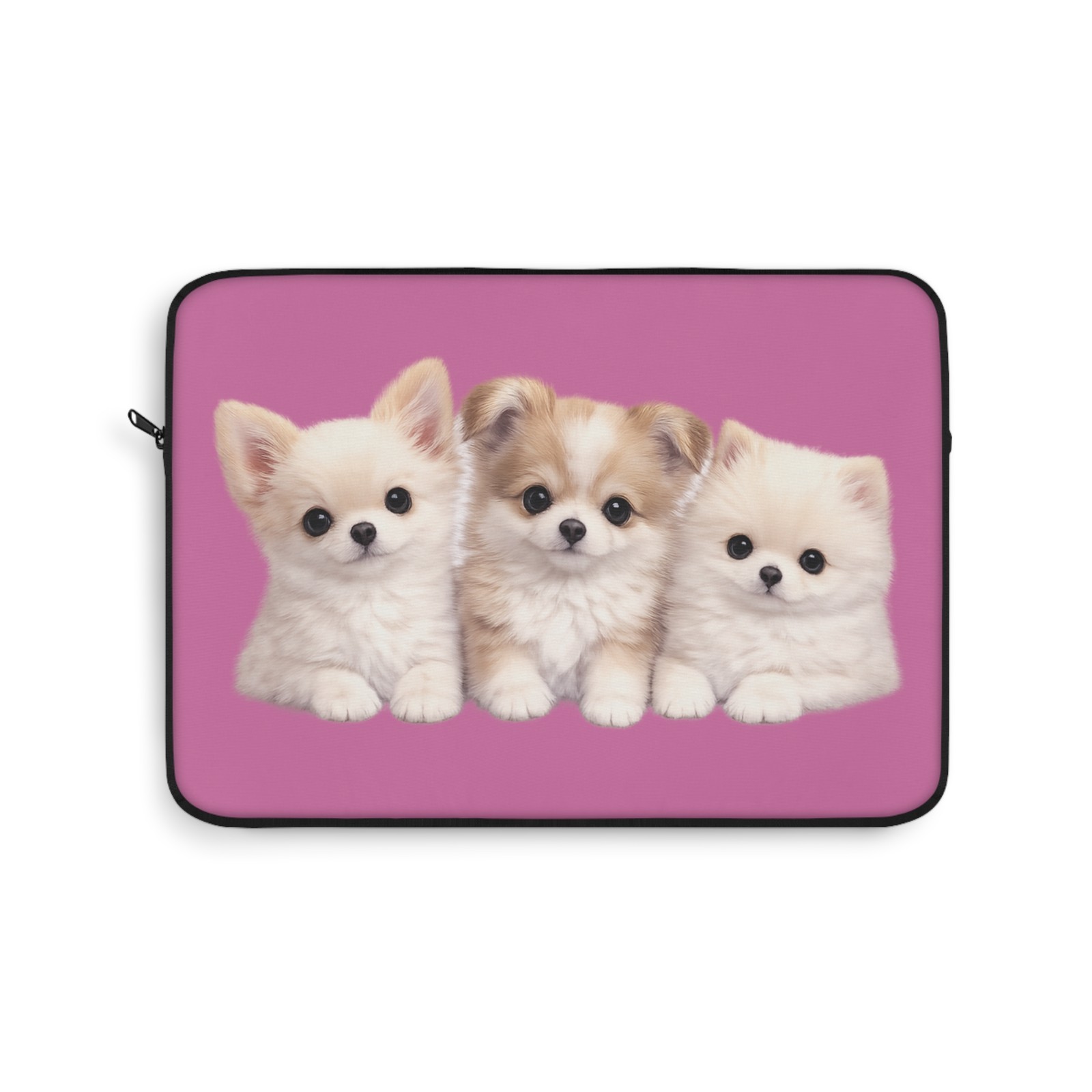 Cute Fluffy Puppies Pink Laptop Sleeve, Kawaii Y2K Collage Aesthetic, Dog Lovers