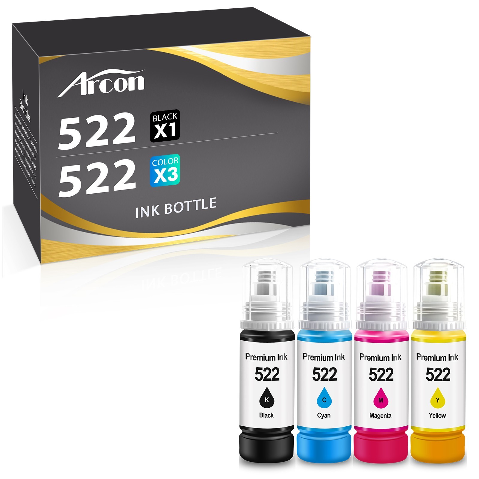 Lot 4-8 PK 522 Ink Bottles Replacement for Epson 522 Ink ET-4700 4800 2720 2400