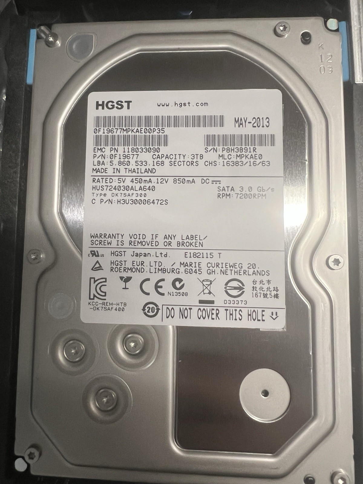 Lot Of 5 New HGST UltraStar 7K4000 3TB 7.2K 64MB SATA III 3.5'' HUS724030ALA640