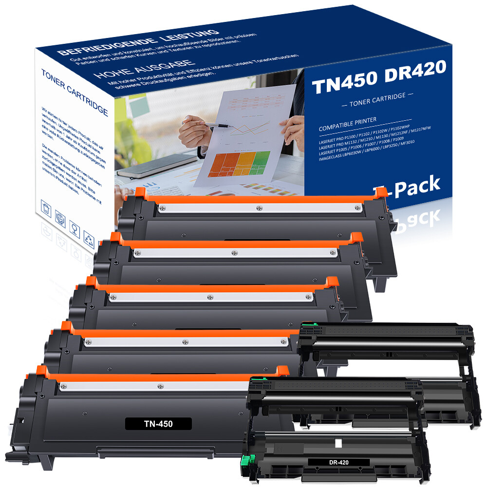 5PK TN450 Toner 2PK DR420 Drum For Brother HL-2270DW HL-2240 HL-2280DW MFC-7360N